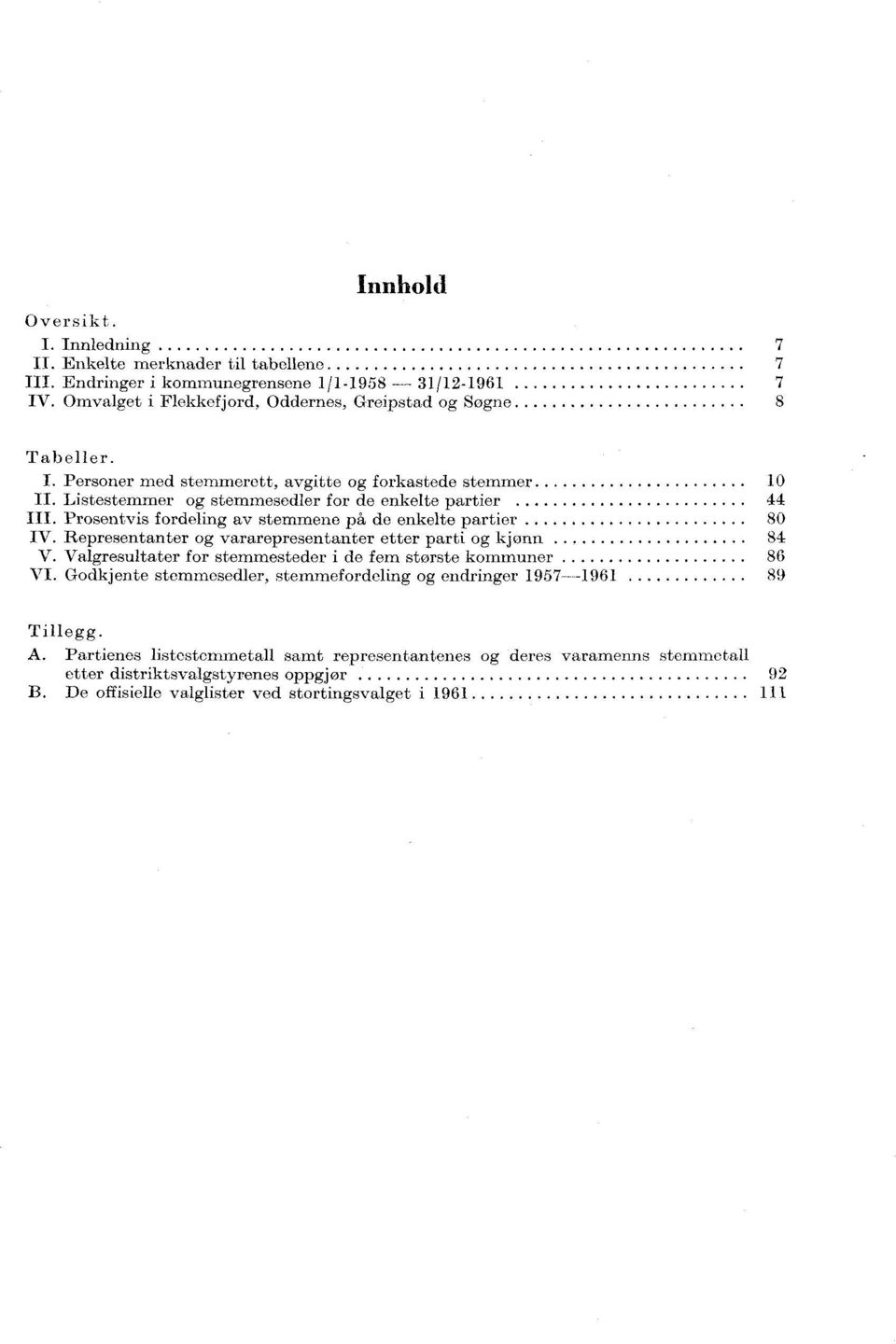 Prosentvis fordeling av stemmene på de enkelte partier 80 IV. Representanter og vararepresentanter etter parti og kjønn 84 V.