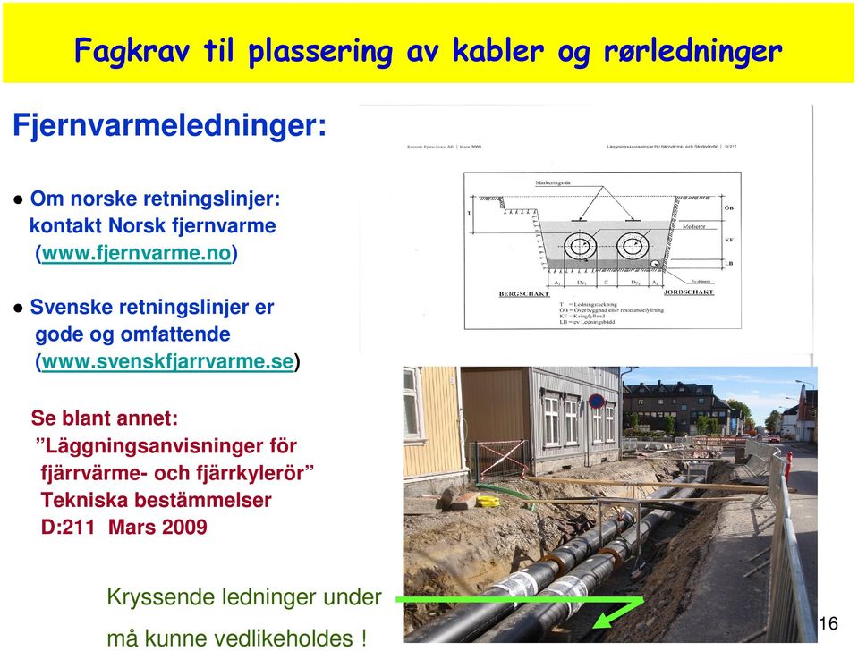 (www.fjernvarme.no) Svenske retningslinjer er gode og omfattende (www.svenskfjarrvarme.