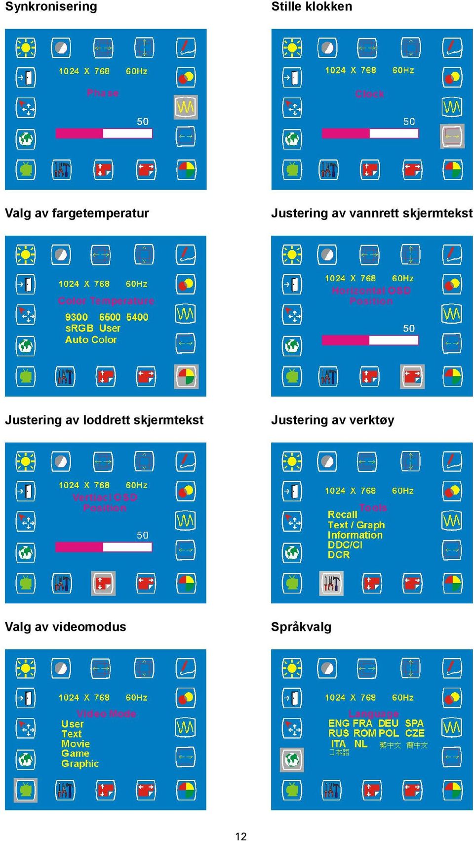 skjermtekst Justering av loddrett