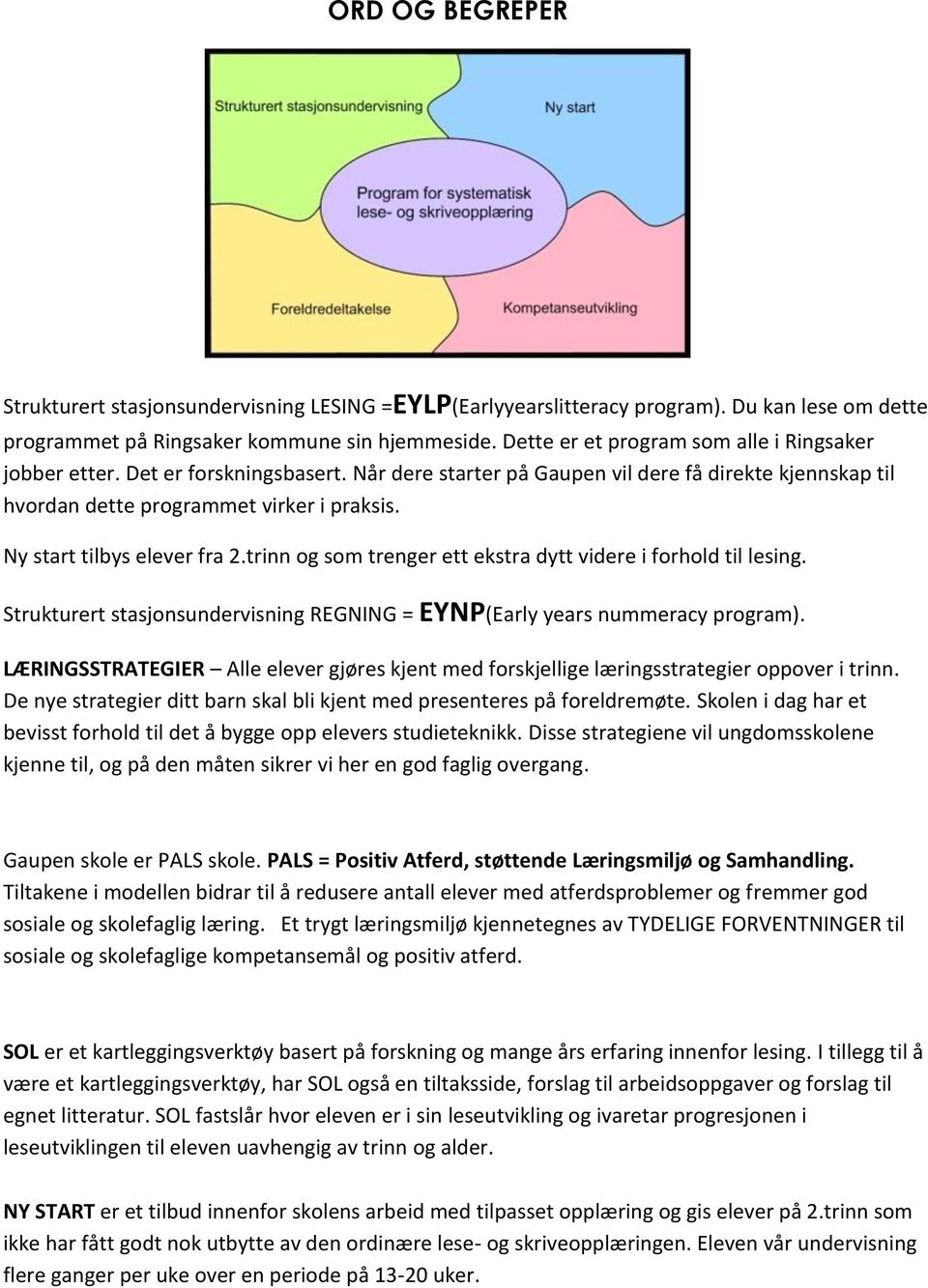 Ny start tilbys elever fra 2.trinn og som trenger ett ekstra dytt videre i forhold til lesing. Strukturert stasjonsundervisning REGNING = EYNP(Early years nummeracy program).