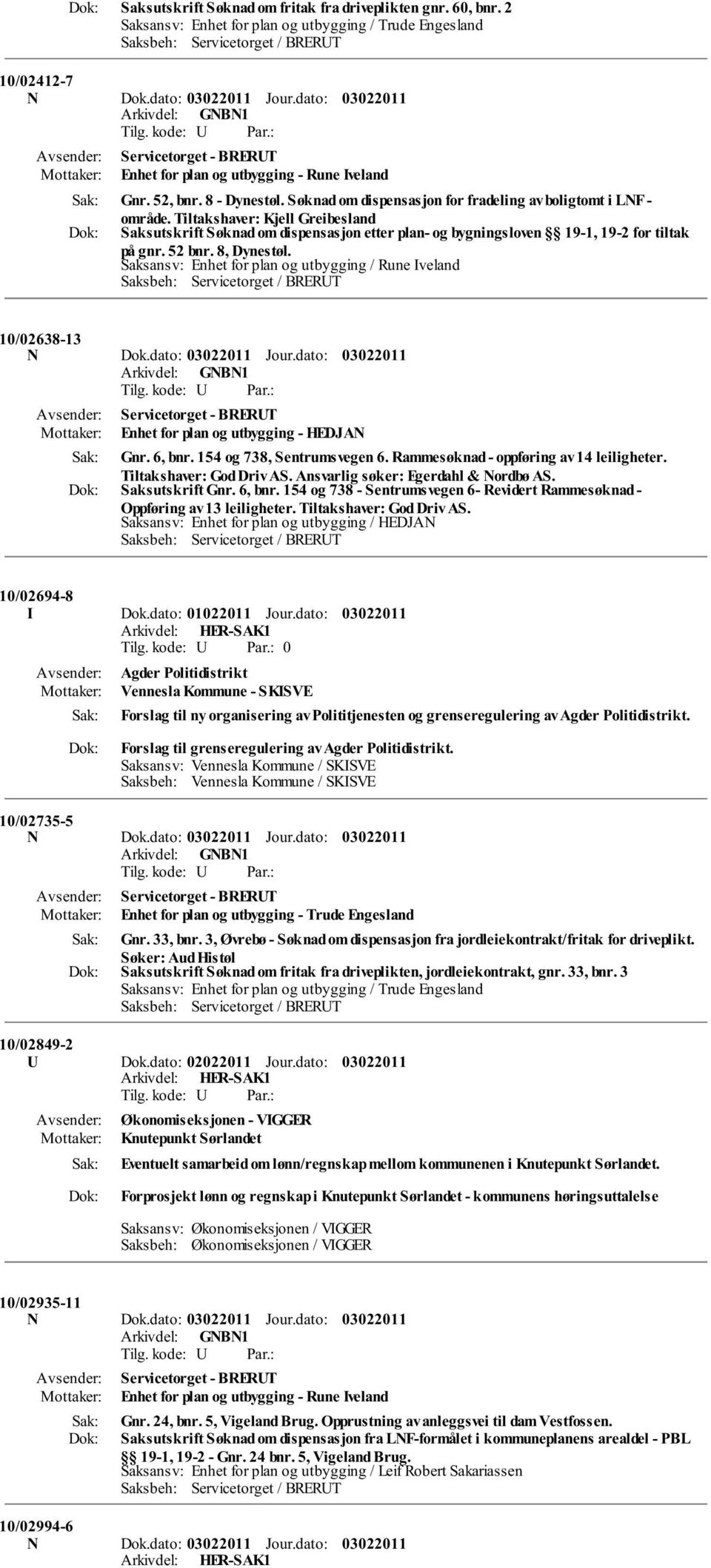 Tiltakshaver: Kjell Greibesland Saksutskrift Søknad om dispensasjon etter plan- og bygningsloven 19-1, 19-2 for tiltak på gnr. 52 bnr. 8, Dynestøl.