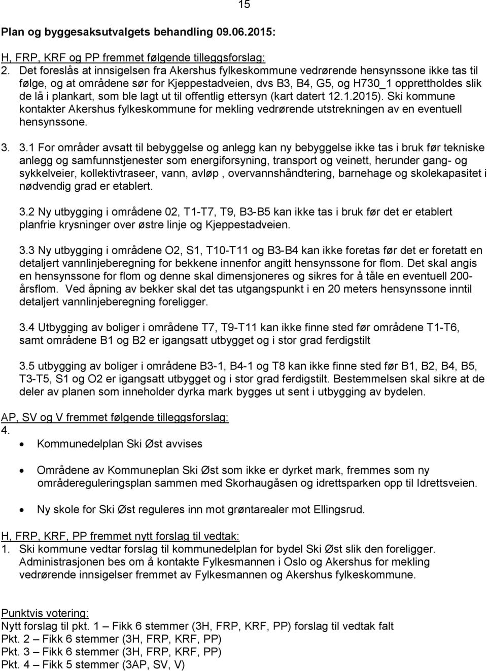 plankart, som ble lagt ut til offentlig ettersyn (kart datert 12.1.2015). Ski kommune kontakter Akershus fylkeskommune for mekling vedrørende utstrekningen av en eventuell hensynssone. 3.