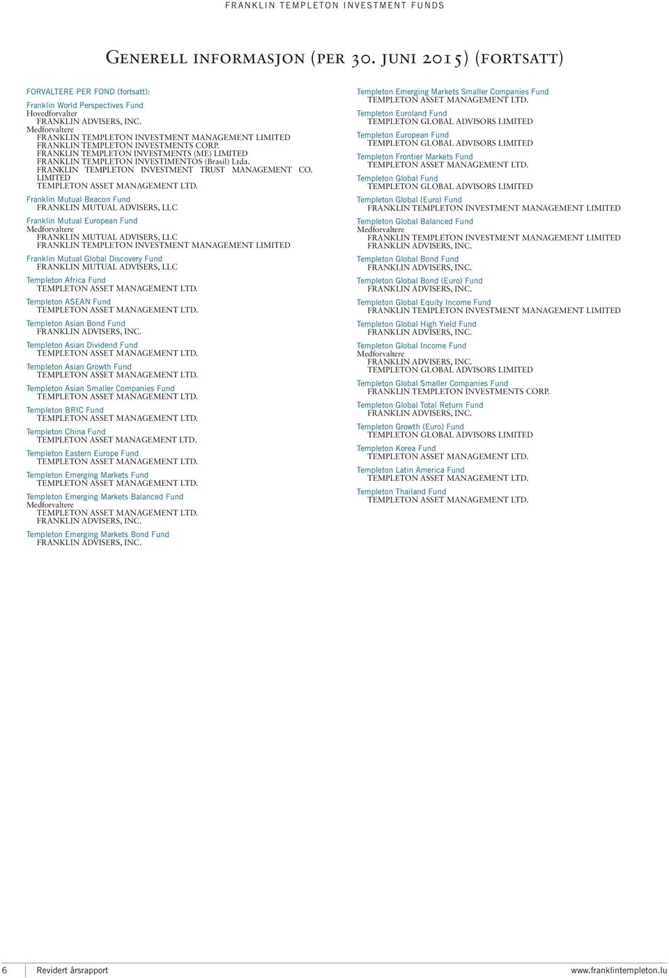 FRANKLIN TEMPLETON INVESTMENT TRUST MANAGEMENT CO. LIMITED TEMPLETON ASSET MANAGEMENT LTD.