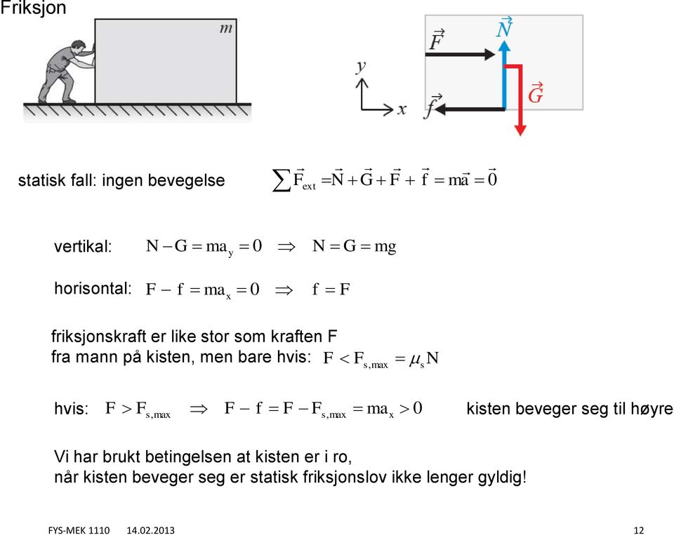 max h: F F F f F F ma, max,max x ken beeger eg l høyre V har bruk