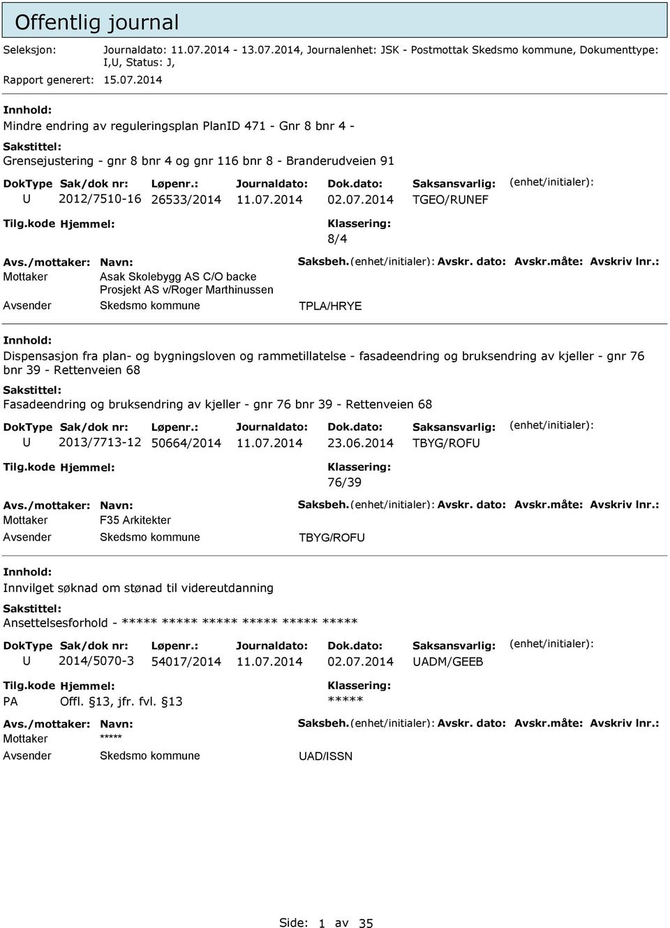 2014 Mindre endring av reguleringsplan PlanD 471 - Gnr 8 bnr 4 - Grensejustering - gnr 8 bnr 4 og gnr 116 bnr 8 - Branderudveien 91 2012/7510-16 26533/2014 02.07.