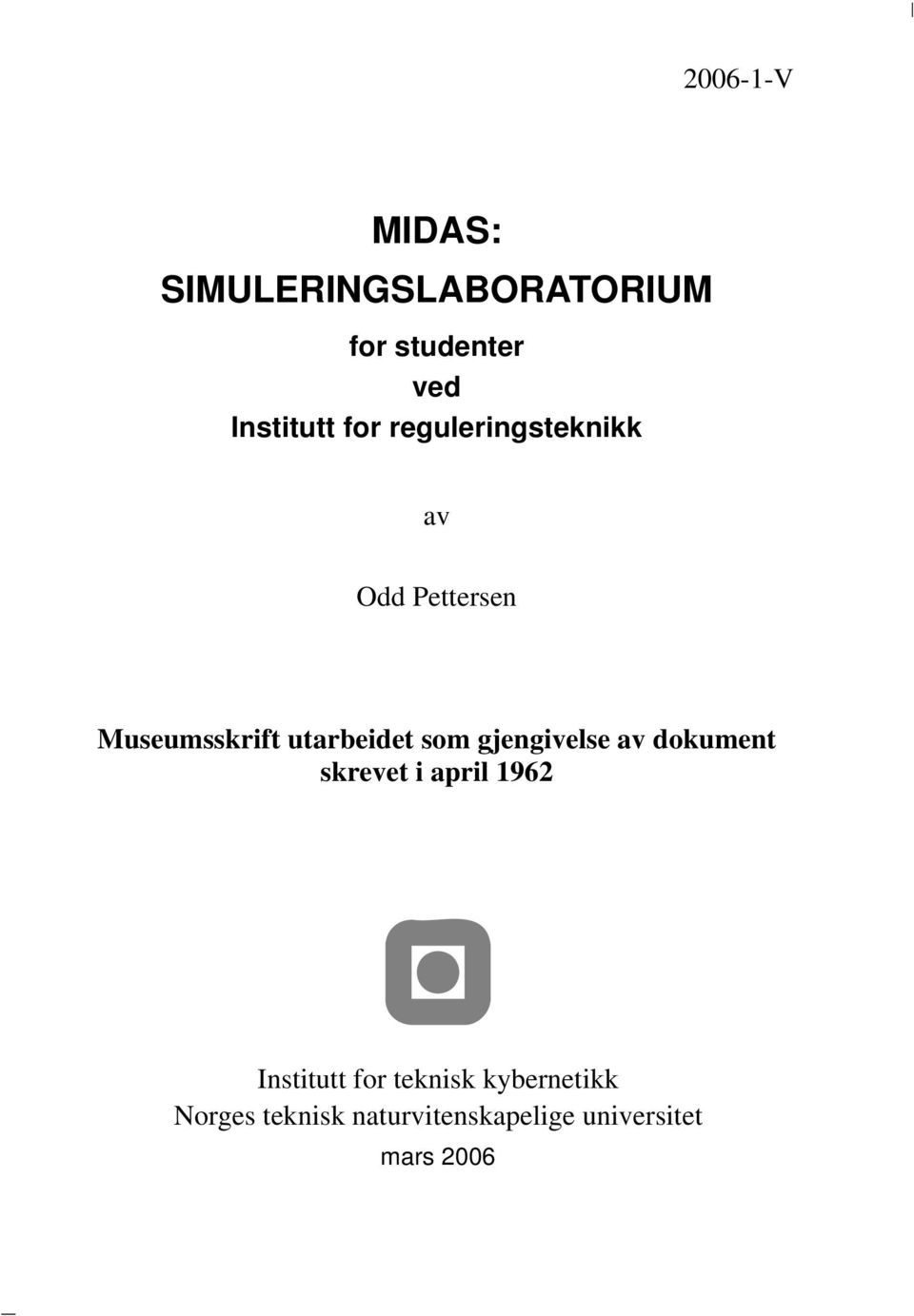 som gjengivelse av dokument skrevet i april 1962 Institutt for