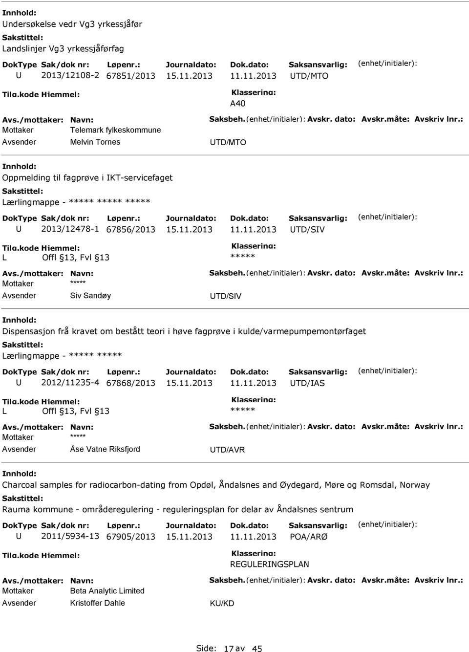 måte: Avskriv lnr.: Siv Sandøy TD/SV Dispensasjon frå kravet om bestått teori i høve fagprøve i kulde/varmepumpemontørfaget Lærlingmappe - 2012/11235-4 67868/2013 TD/AS L Avs./mottaker: Navn: Saksbeh.