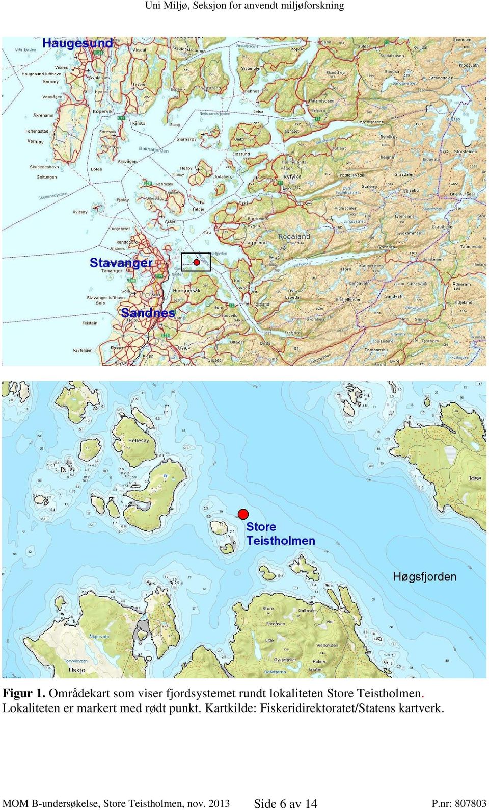 Store Teistholmen. Lokaliteten er markert med rødt punkt.