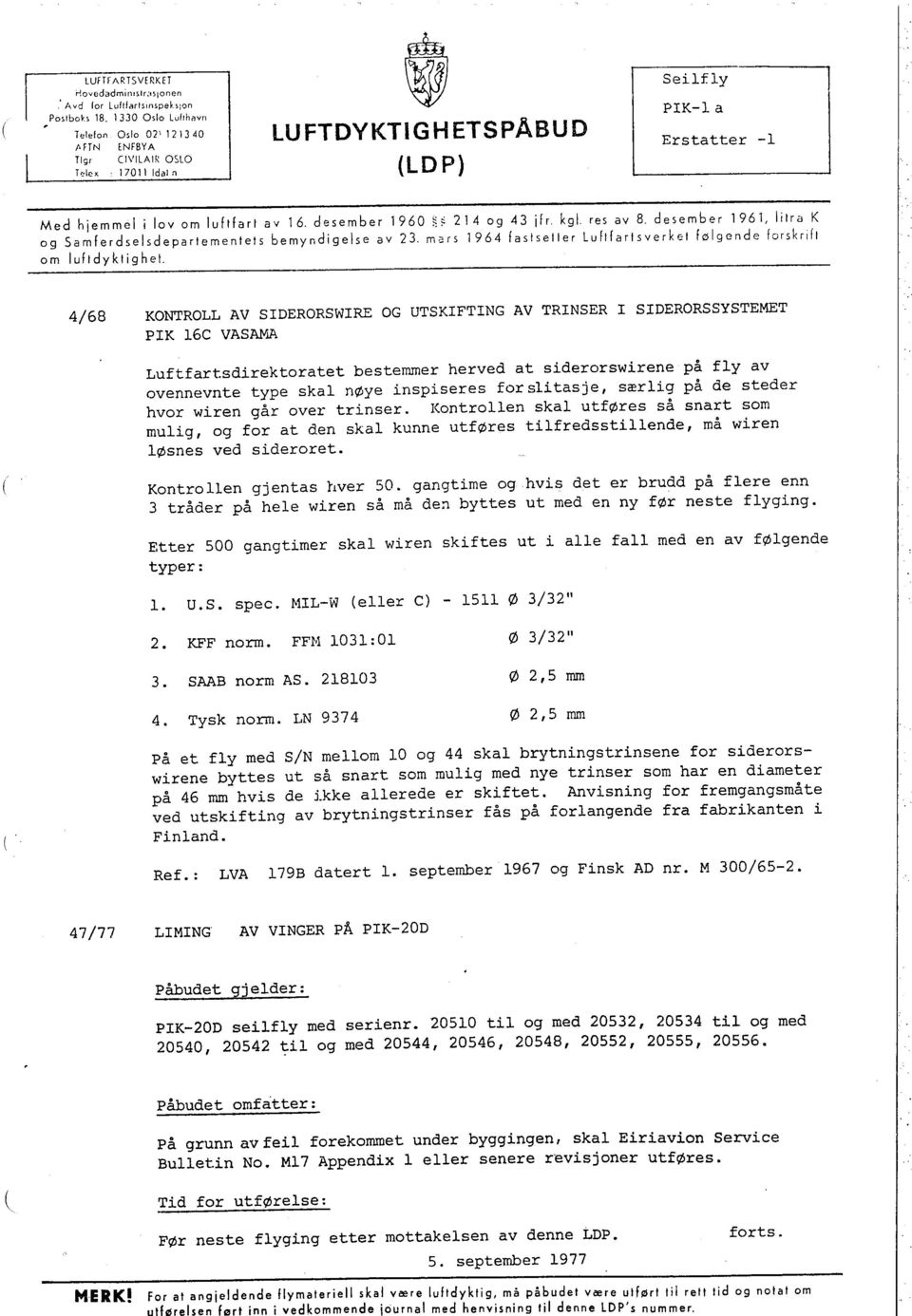 i 330 0,10 Lulihovri 0,10 02' 12 i 340 ENfBY A CIVILAIR OSLO 17011 Idal n, Seilfly PIK-l a LUFTDYKTIGHETSPÄBUD Erstatter -l LO P) Med hjemmel i lov om luftfart av 16.