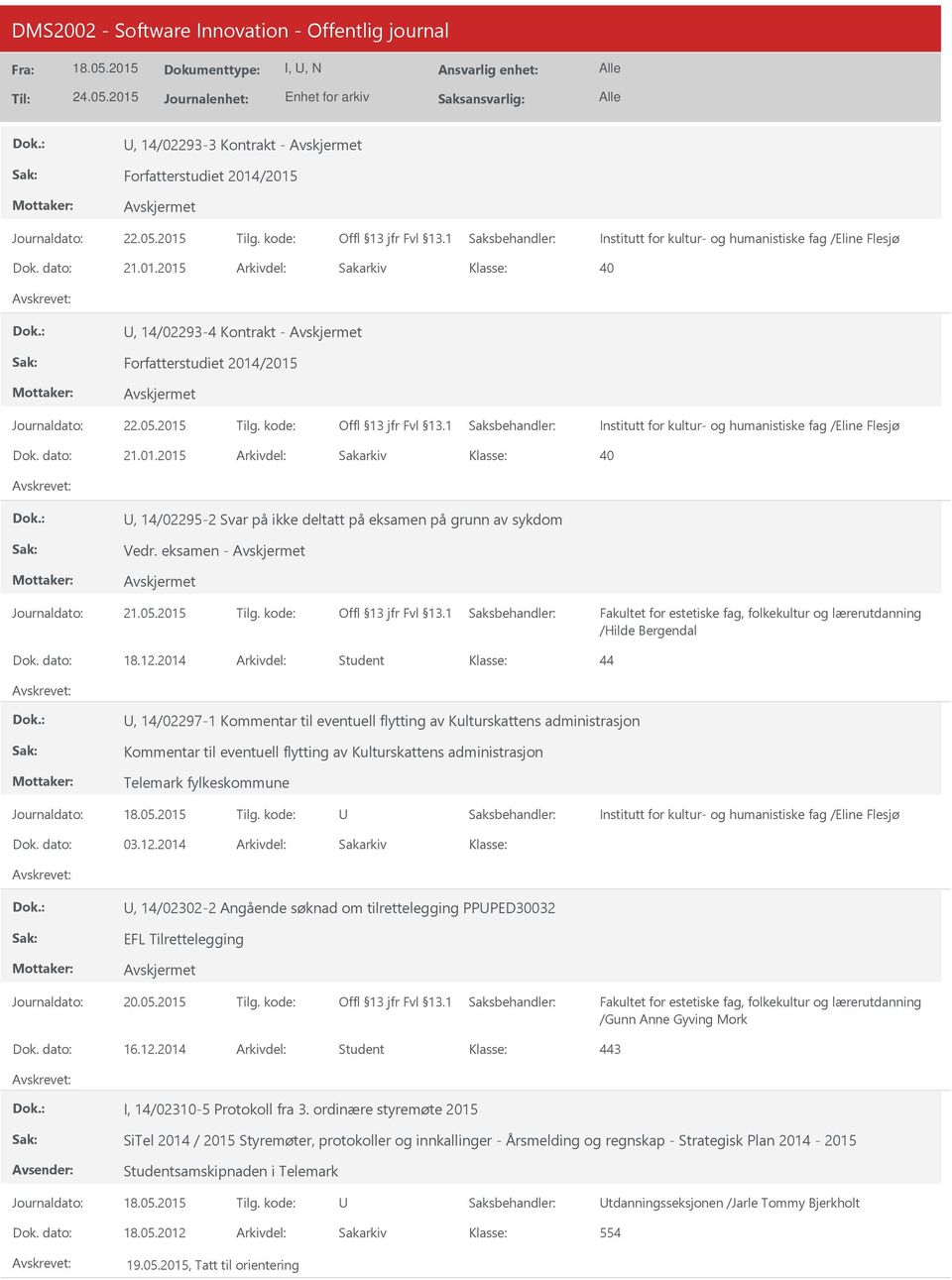 2014 Arkivdel: Student 44, 14/02297-1 Kommentar til eventuell flytting av Kulturskattens administrasjon Kommentar til eventuell flytting av Kulturskattens administrasjon Telemark fylkeskommune