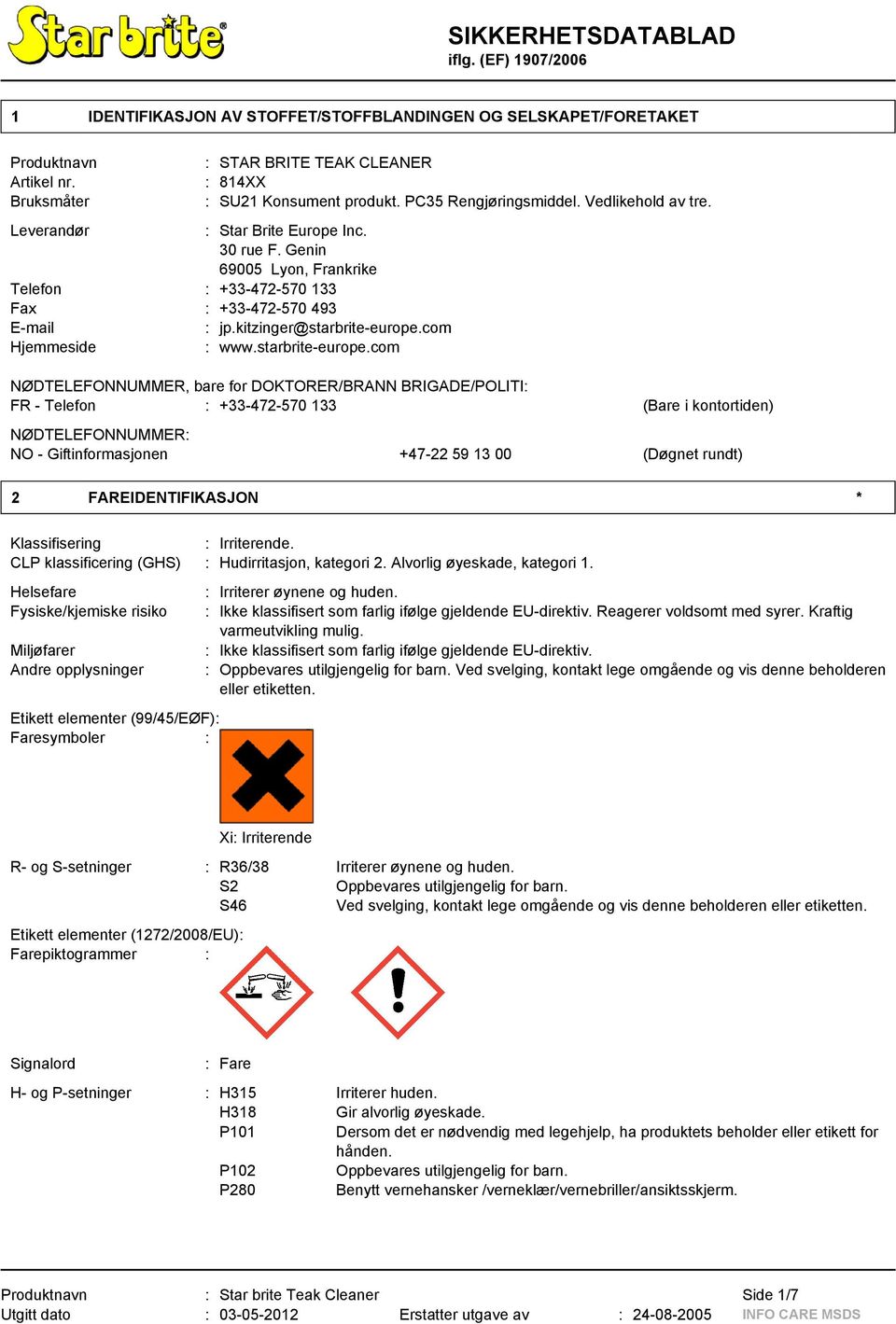 com Hjemmeside : www.starbrite-europe.