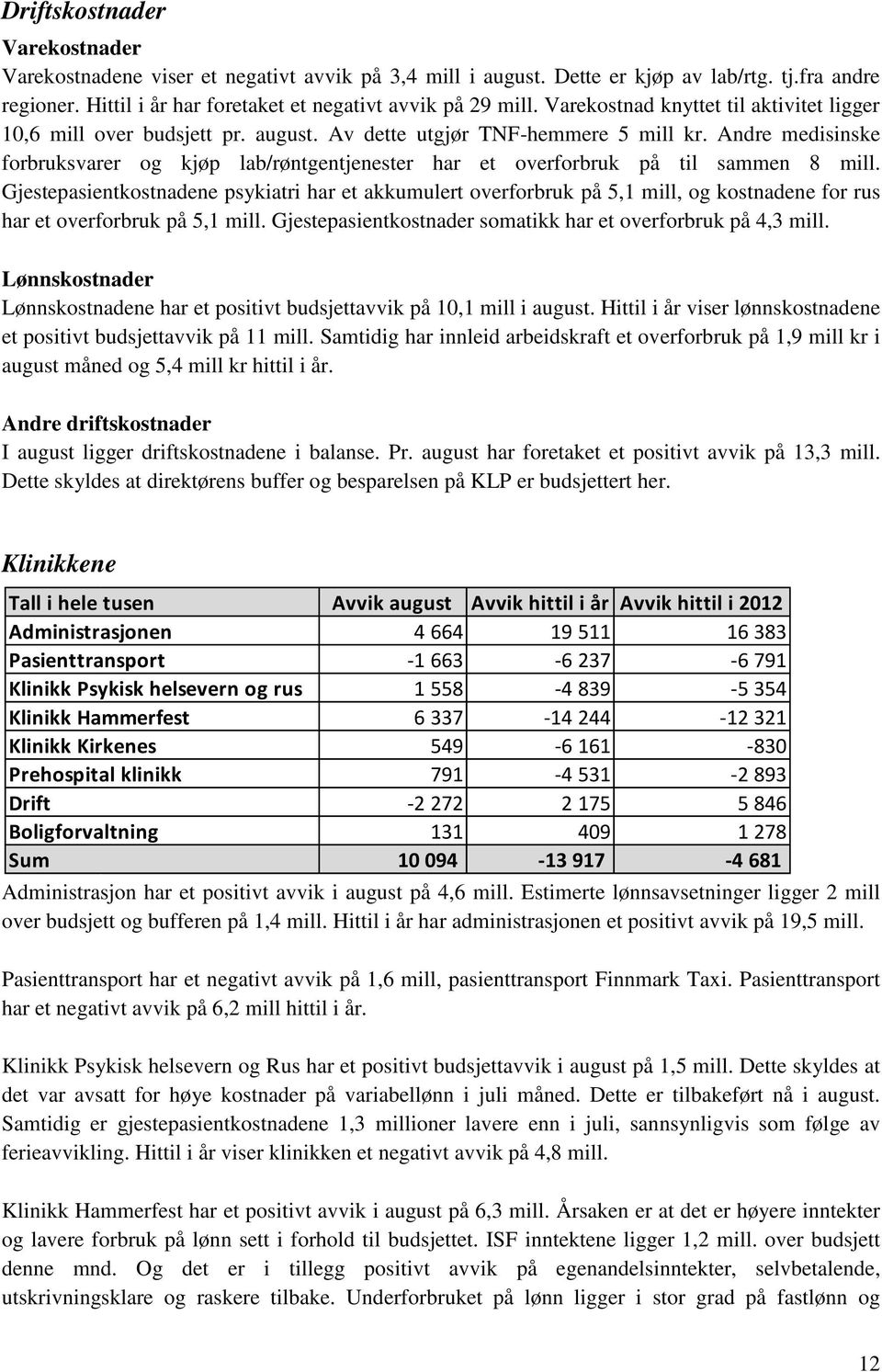 Andre medisinske forbruksvarer og kjøp lab/røntgentjenester har et overforbruk på til sammen 8 mill.