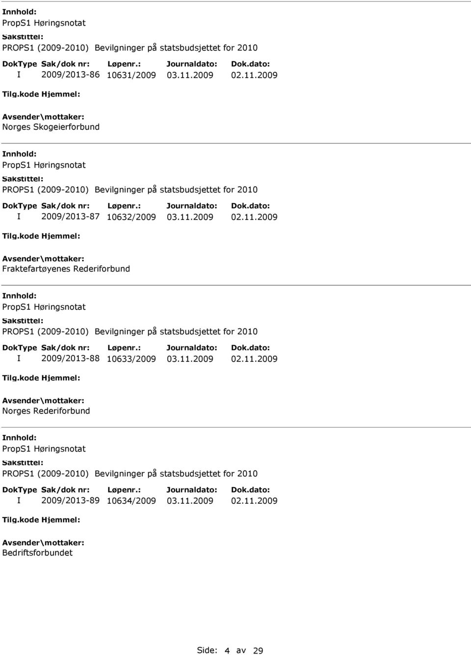 Rederiforbund nnhold: 2009/2013-88 10633/2009 Norges