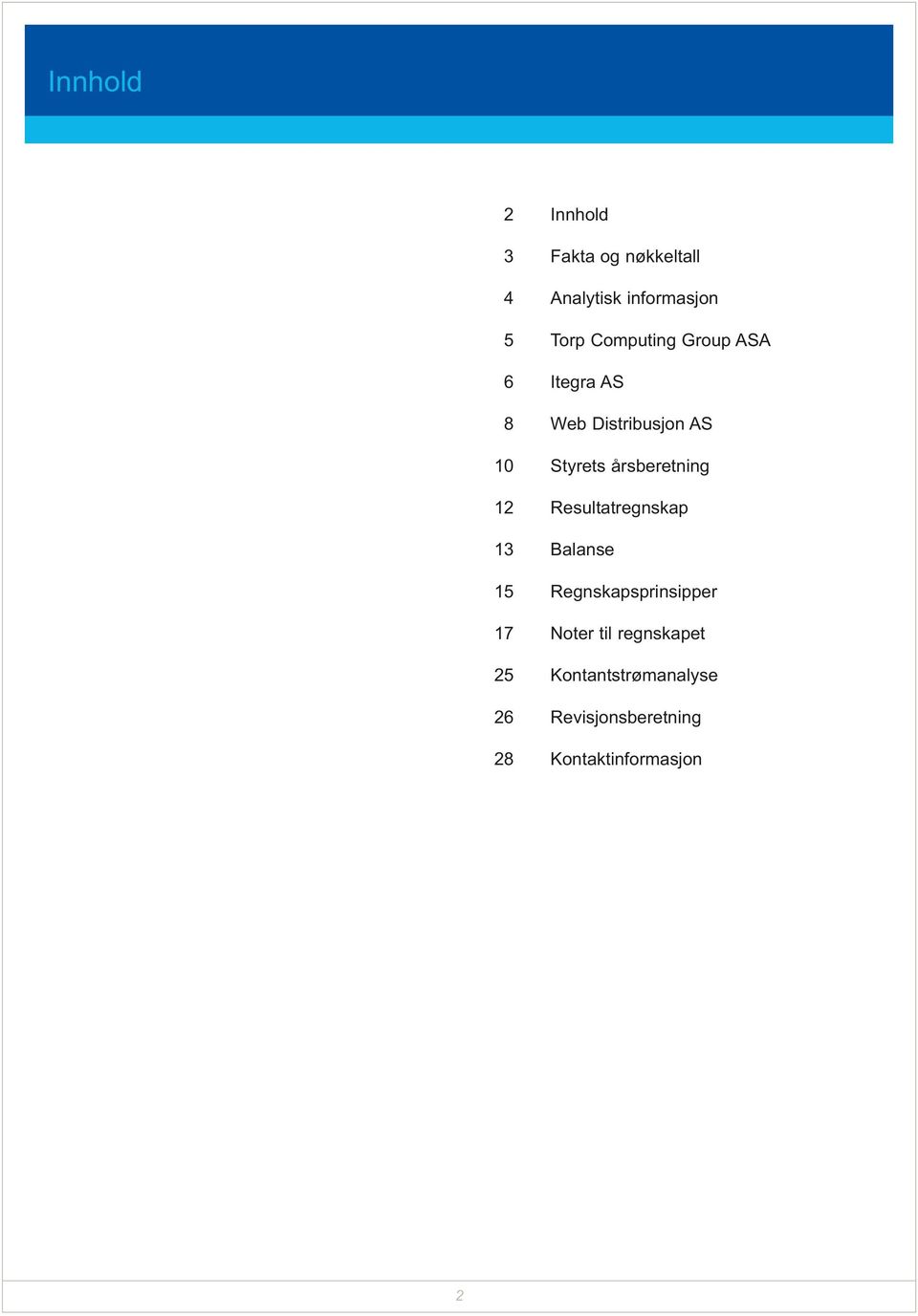 årsberetning 12 Resultatregnskap 13 Balanse 15 Regnskapsprinsipper 17