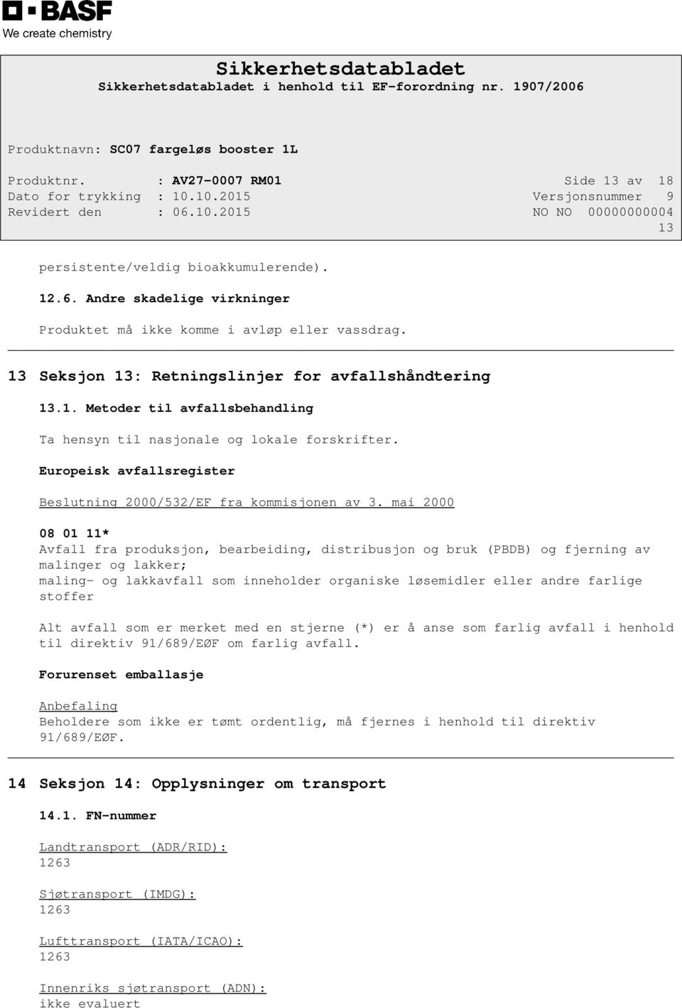 Europeisk avfallsregister Beslutning 2000/532/EF fra kommisjonen av 3.