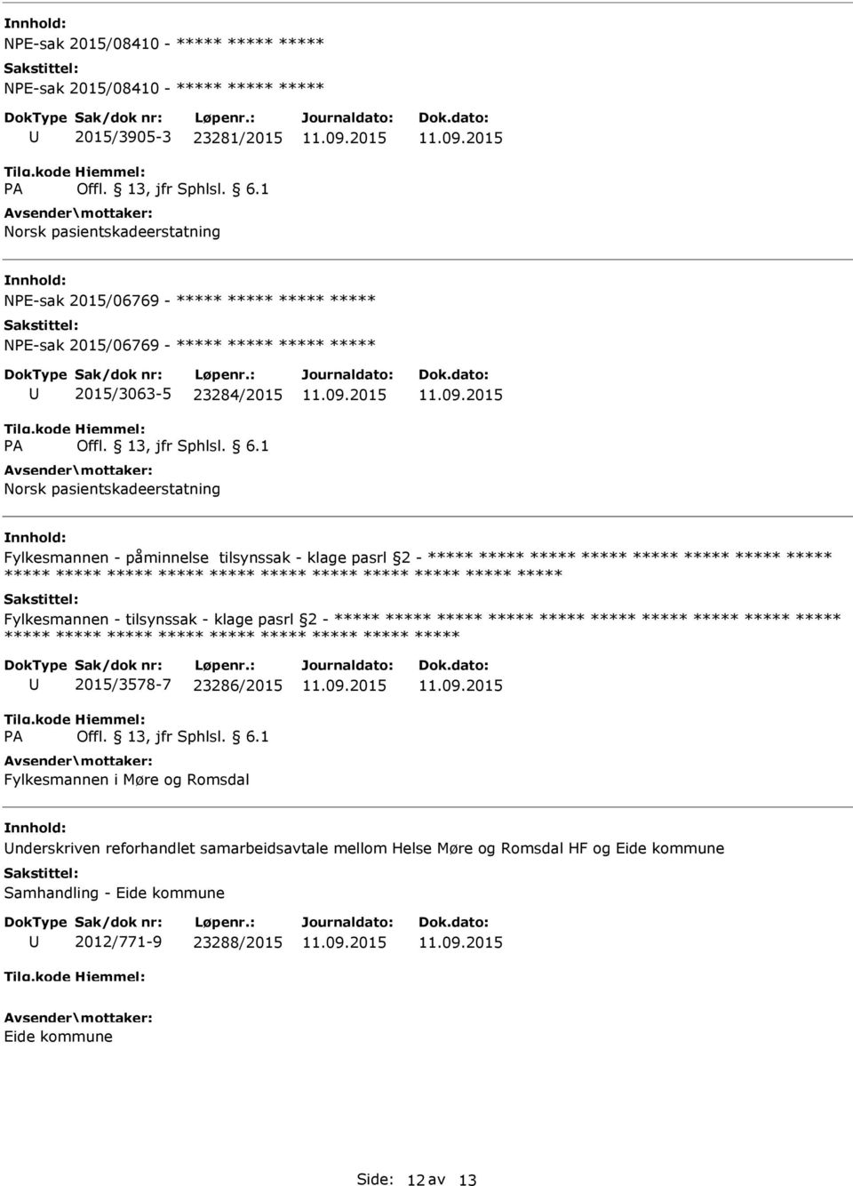 tilsynssak - klage pasrl 2-2015/3578-7 23286/2015 Fylkesmannen i Møre og Romsdal nderskriven reforhandlet