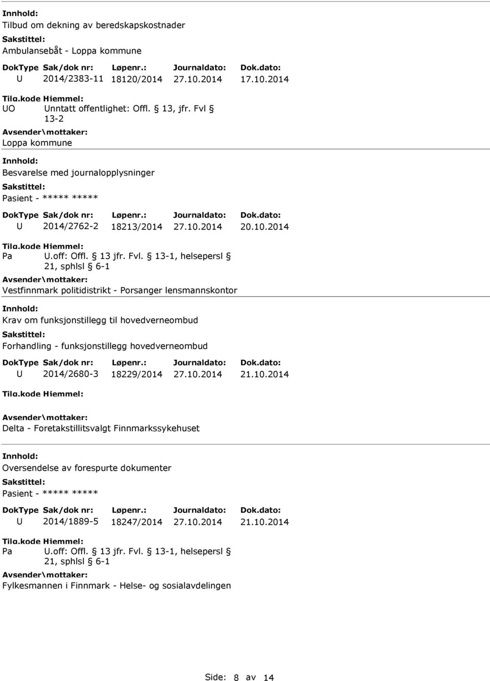 13-1, helsepersl Vestfinnmark politidistrikt - Porsanger lensmannskontor Krav om funksjonstillegg til hovedverneombud Forhandling - funksjonstillegg hovedverneombud