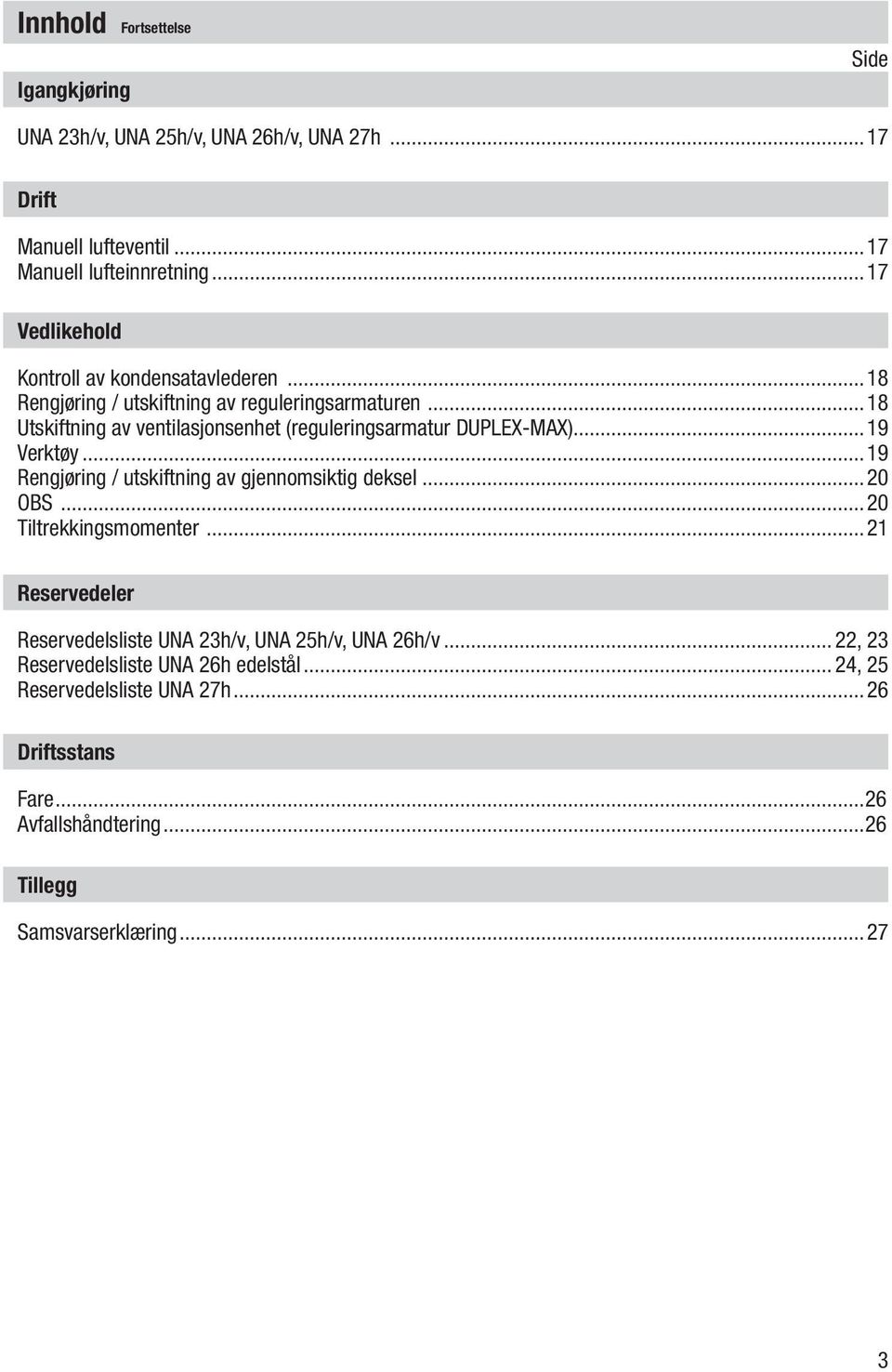 ..18 Utskiftning av ventilasjonsenhet (reguleringsarmatur DUPLEX-MAX)...19 Verktøy...19 Rengjøring / utskiftning av gjennomsiktig deksel...20 OBS.