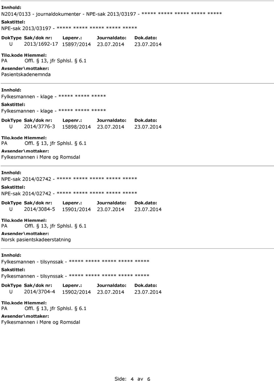 og Romsdal NPE-sak 2014/02742 - NPE-sak 2014/02742-2014/3084-5 15901/2014 Norsk pasientskadeerstatning