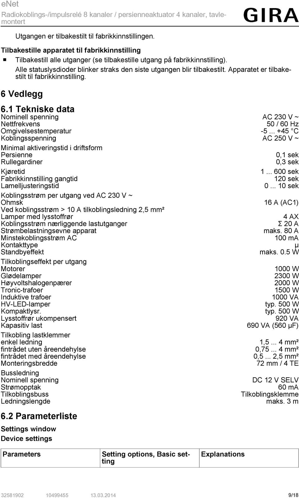 1 Tekniske data Nominell spenning AC 230 V ~ Nettfrekvens 50 / 60 Hz Omgivelsestemperatur -5.