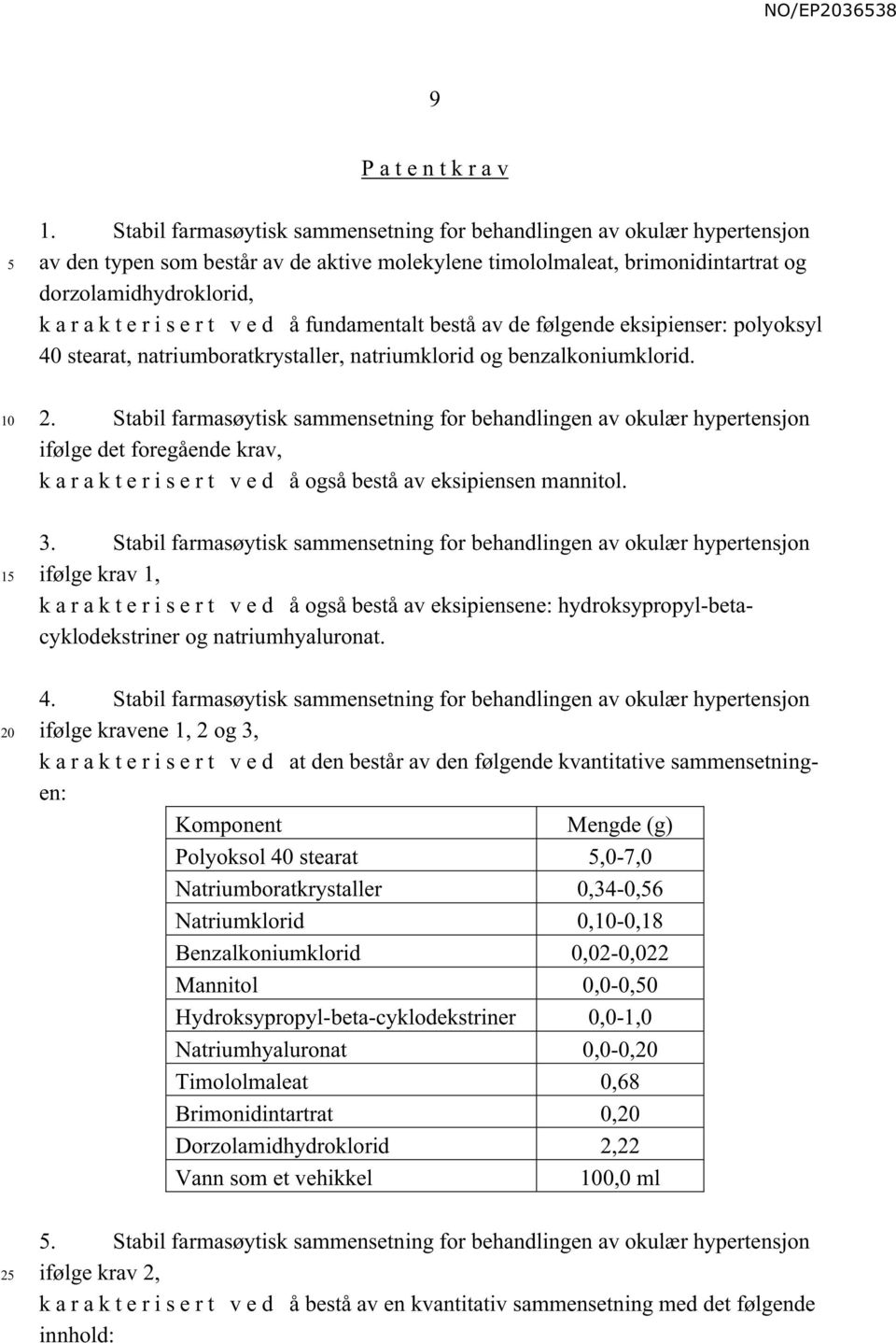 å fundamentalt bestå av de følgende eksipienser: polyoksyl 40 stearat, natriumboratkrystaller, natriumklorid og benzalkoniumklorid. 2.