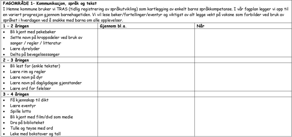 Vi vil lese bøker/fortellinger/eventyr og viktigst av