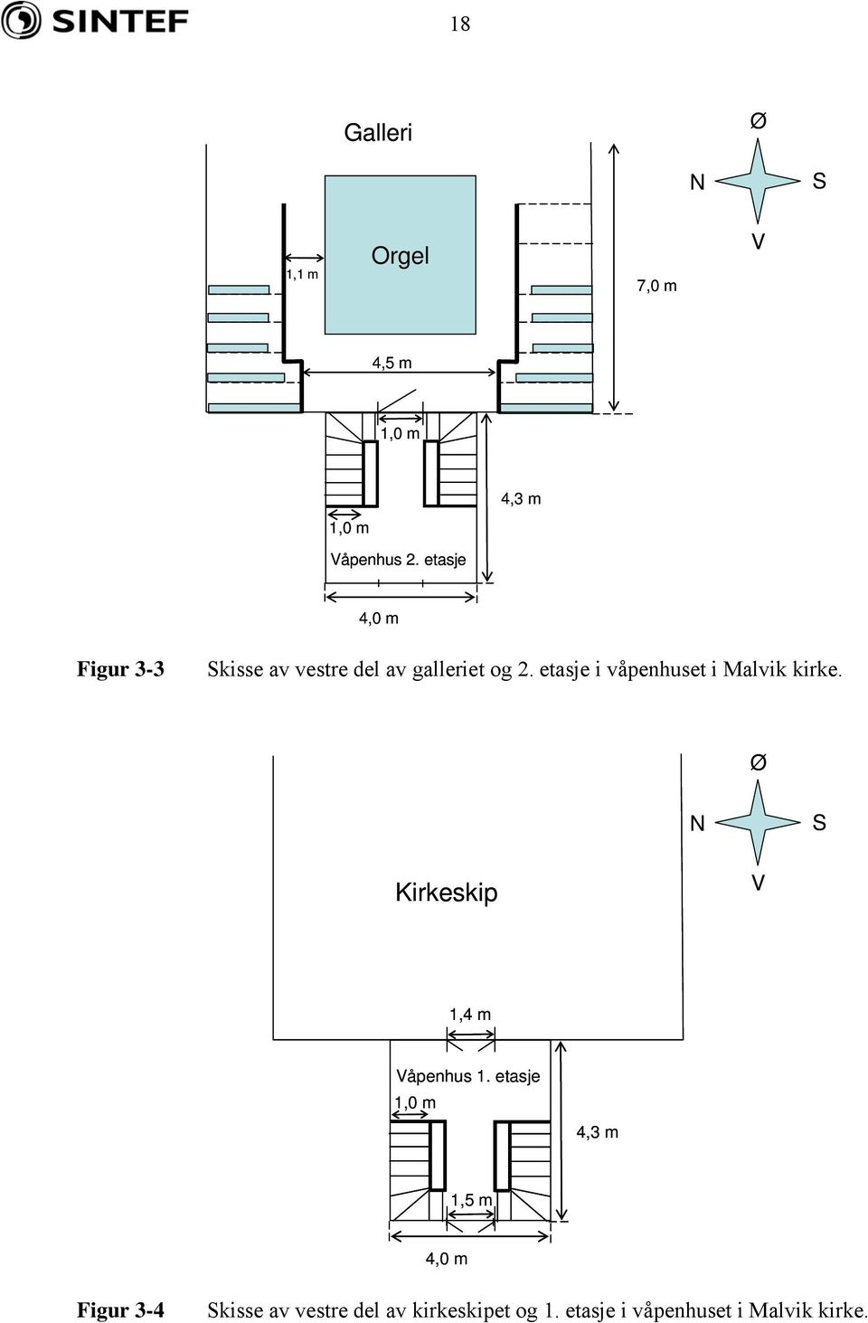 etasje i våpenhuset i Malvik kirke. Ø N S Kirkeskip V 1,4 m Våpenhus 1.