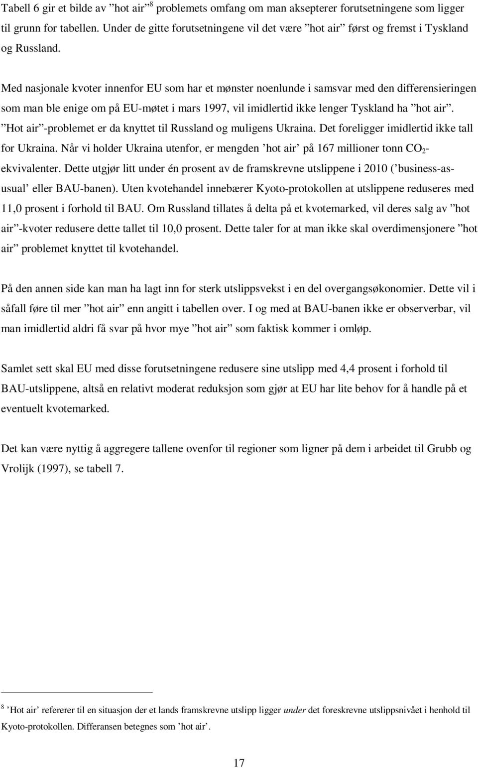 Med nasjonale kvoter innenfor EU som har et mønster noenlunde i samsvar med den differensieringen som man ble enige om på EU-møtet i mars 1997, vil imidlertid ikke lenger Tyskland ha hot air.