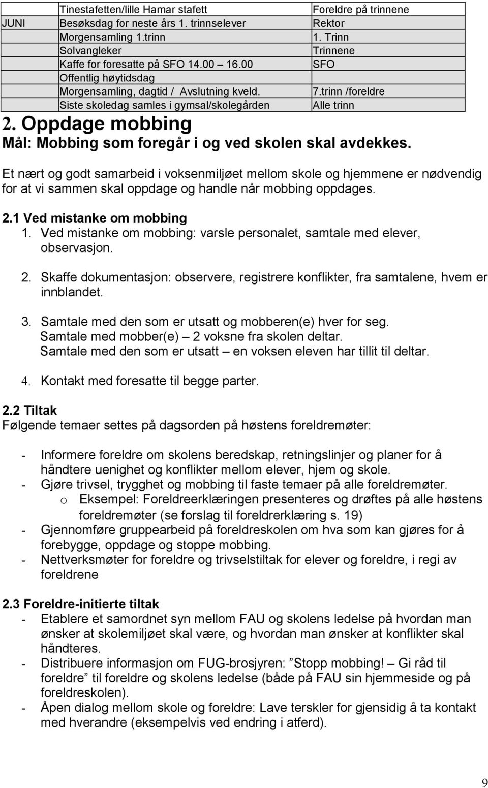 Oppdage mobbing Mål: Mobbing som foregår i og ved skolen skal avdekkes.