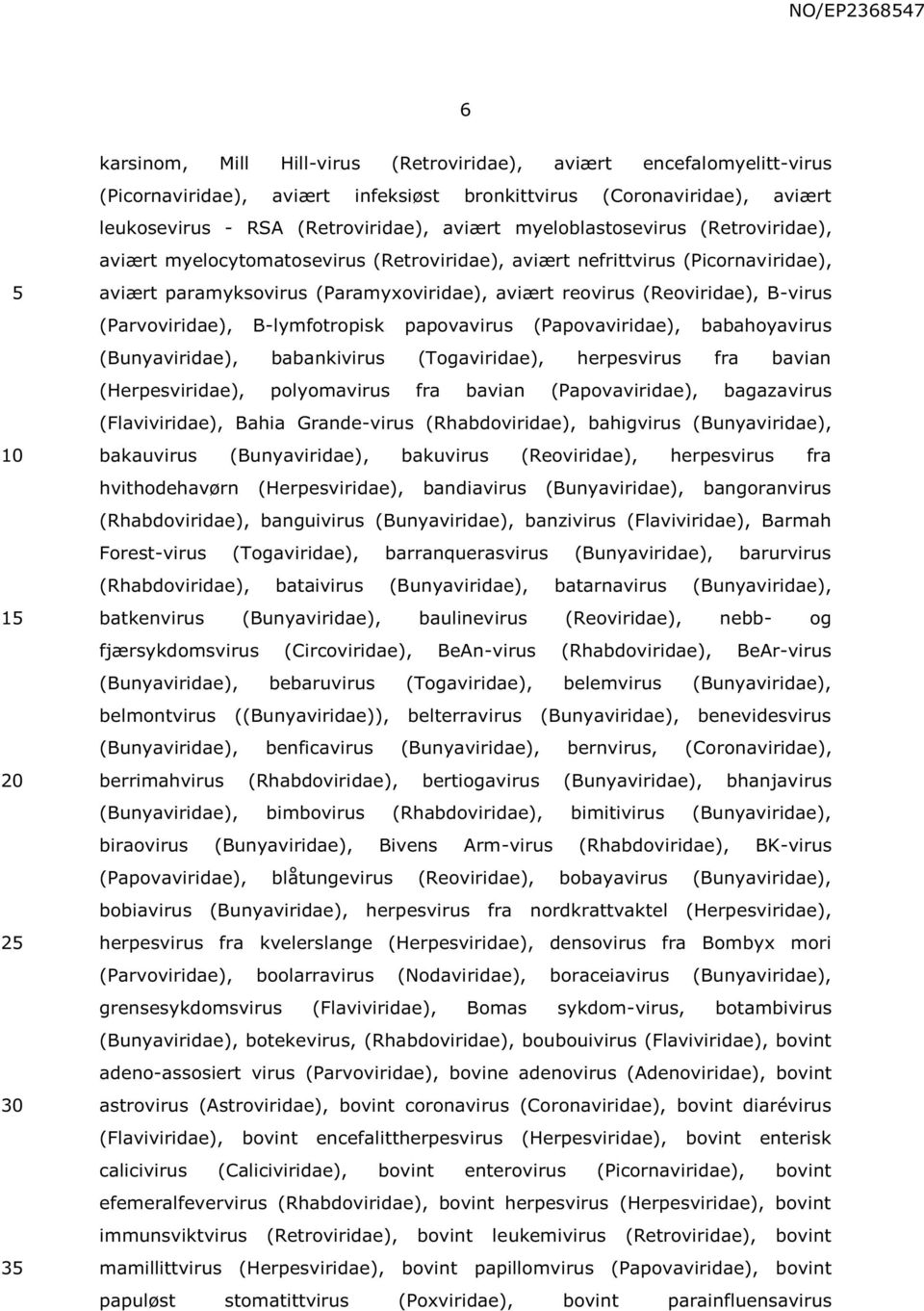 (Parvoviridae), B-lymfotropisk papovavirus (Papovaviridae), babahoyavirus (Bunyaviridae), babankivirus (Togaviridae), herpesvirus fra bavian (Herpesviridae), polyomavirus fra bavian (Papovaviridae),