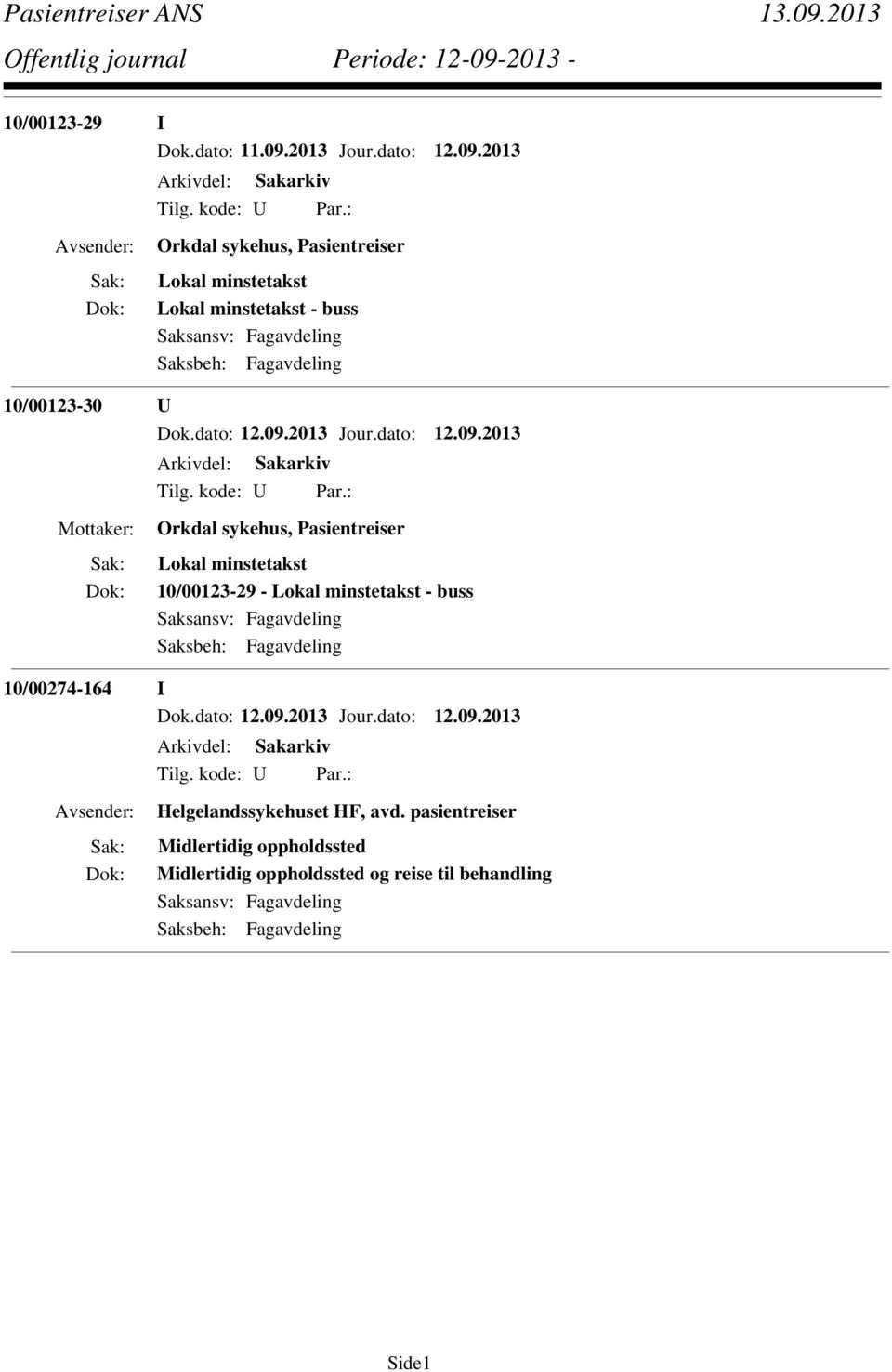 2013 Orkdal sykehus, Pasientreiser Lokal minstetakst Lokal minstetakst - buss