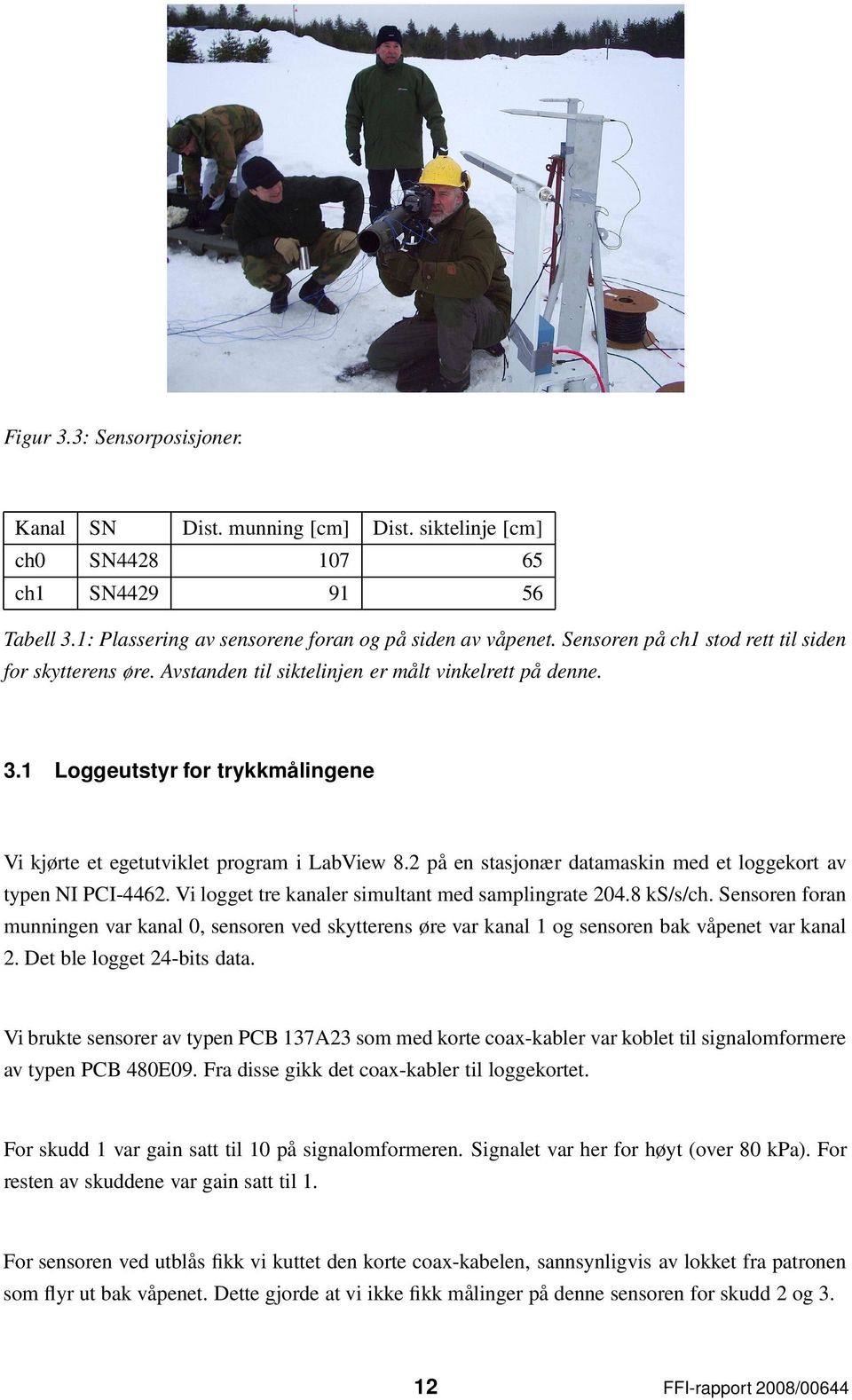 2 på en stasjonær datamaskin med et loggekort av typen NI PCI-4462. Vi logget tre kanaler simultant med samplingrate 204.8 ks/s/ch.