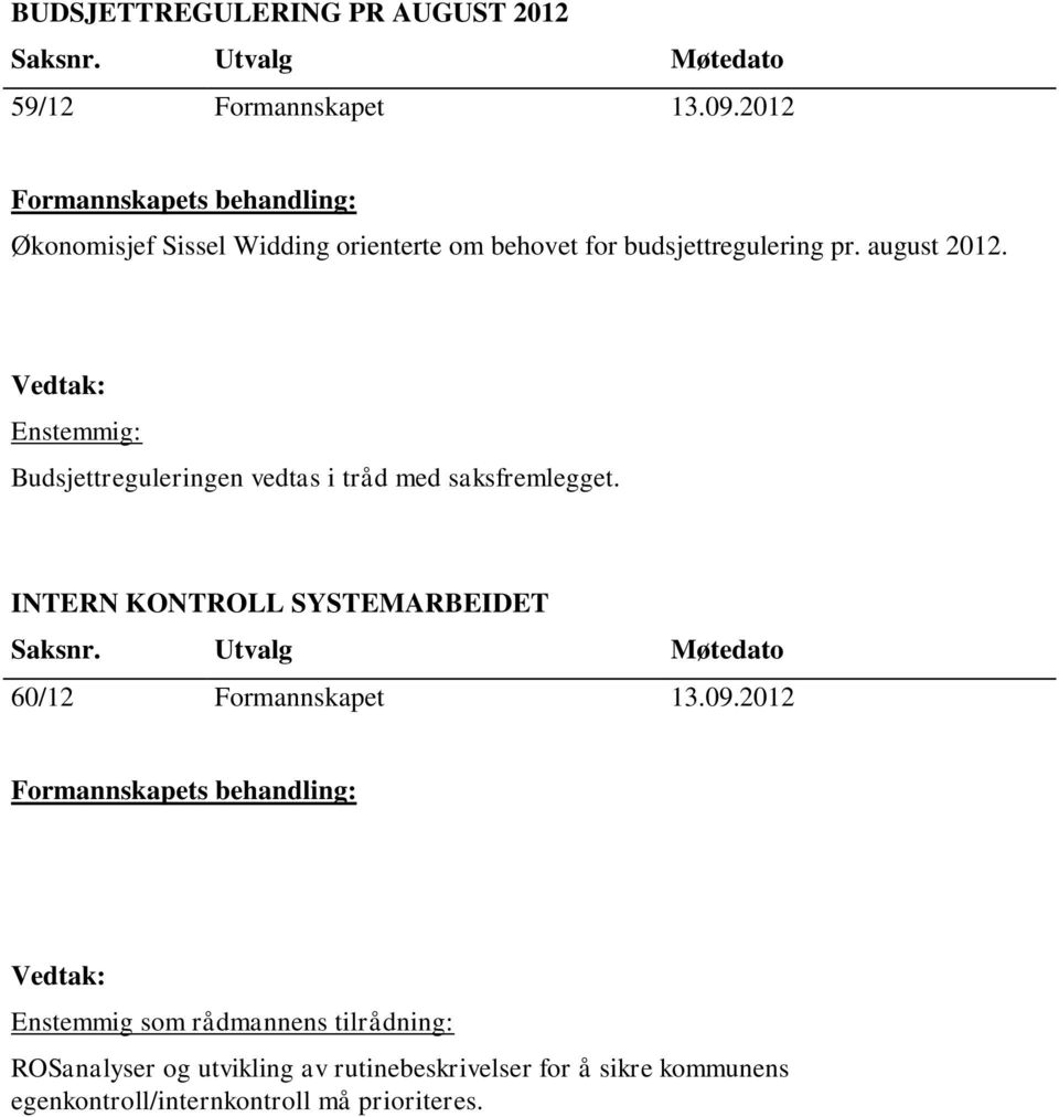 Budsjettreguleringen vedtas i tråd med saksfremlegget.