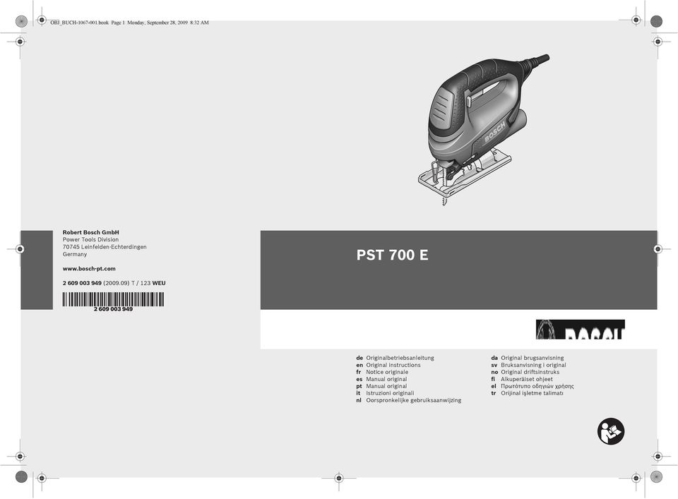 www.bosch-pt.com PST 700 E 2 609 003 949 (2009.