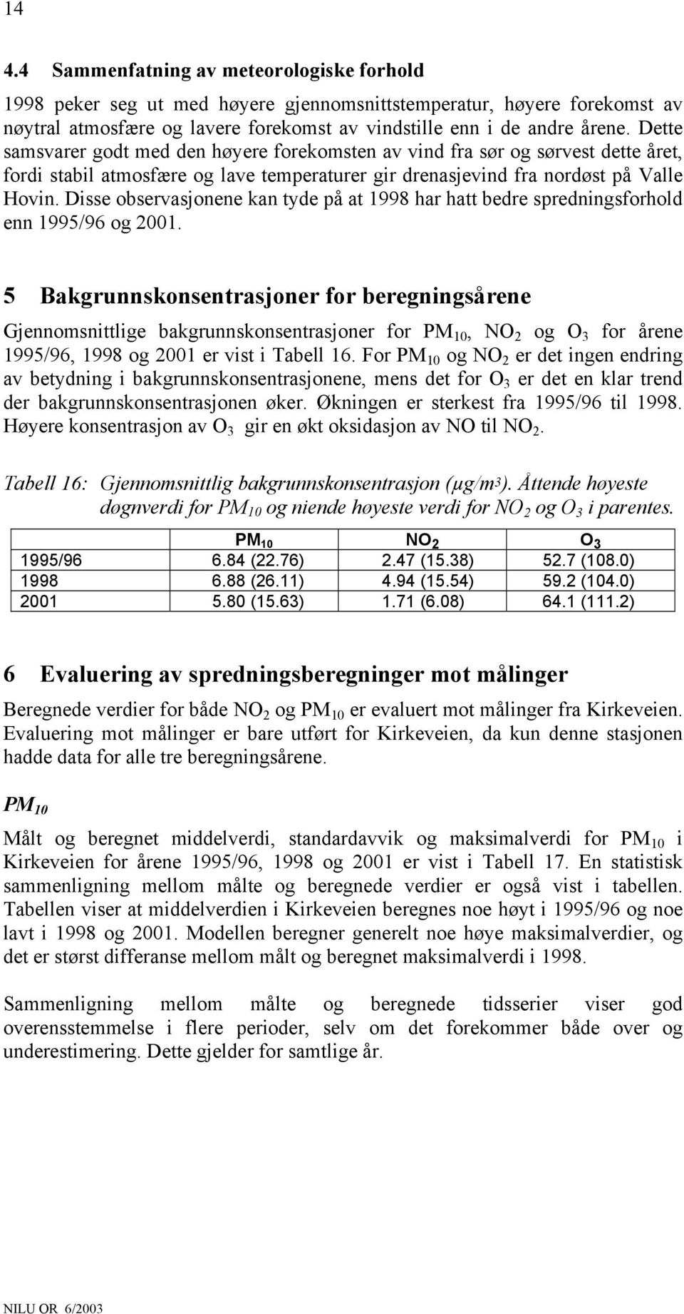 Disse observasjonene kan tyde på at 1998 har hatt bedre spredningsforhold enn 1995/96 og 2001.