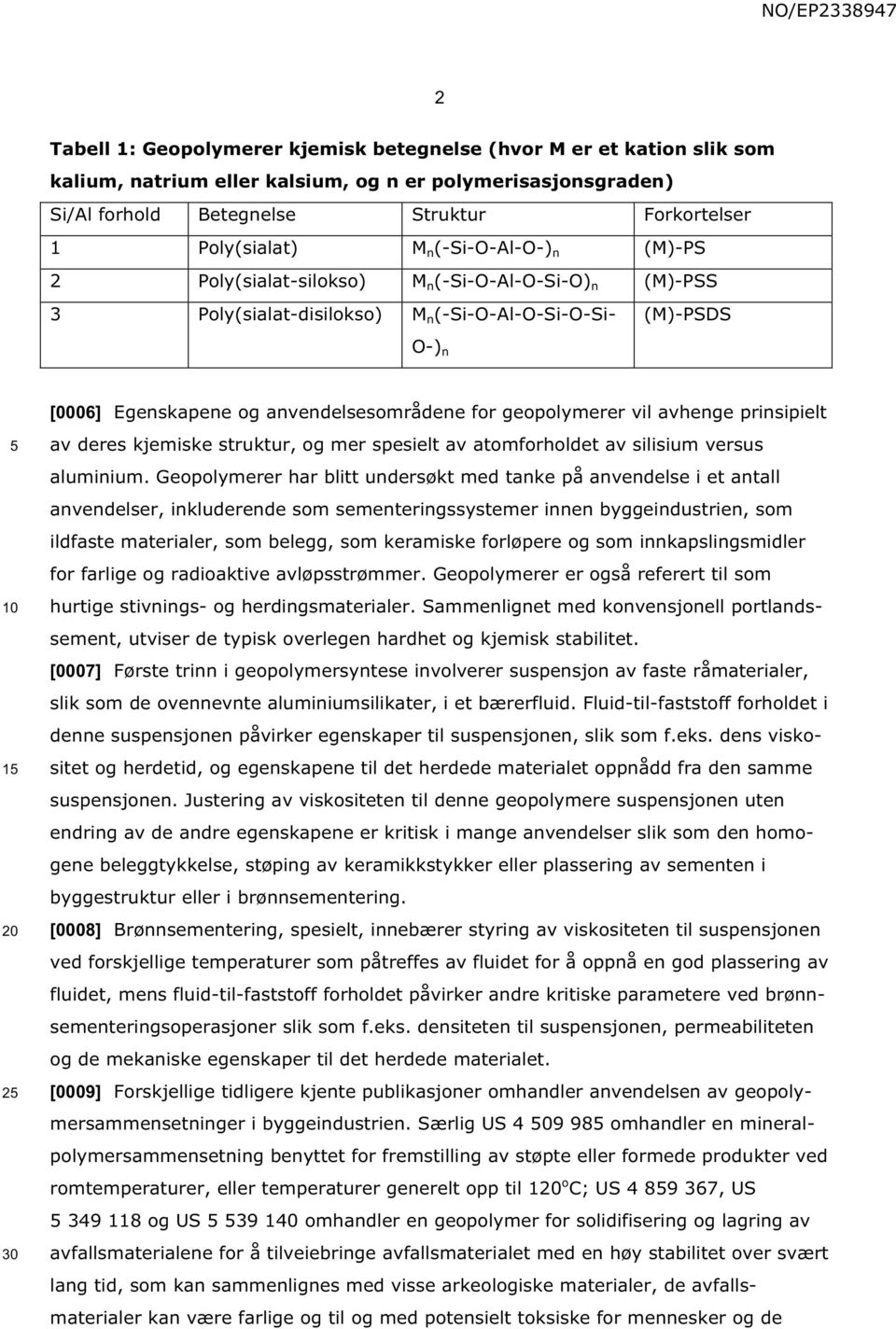 geopolymerer vil avhenge prinsipielt av deres kjemiske struktur, og mer spesielt av atomforholdet av silisium versus aluminium.