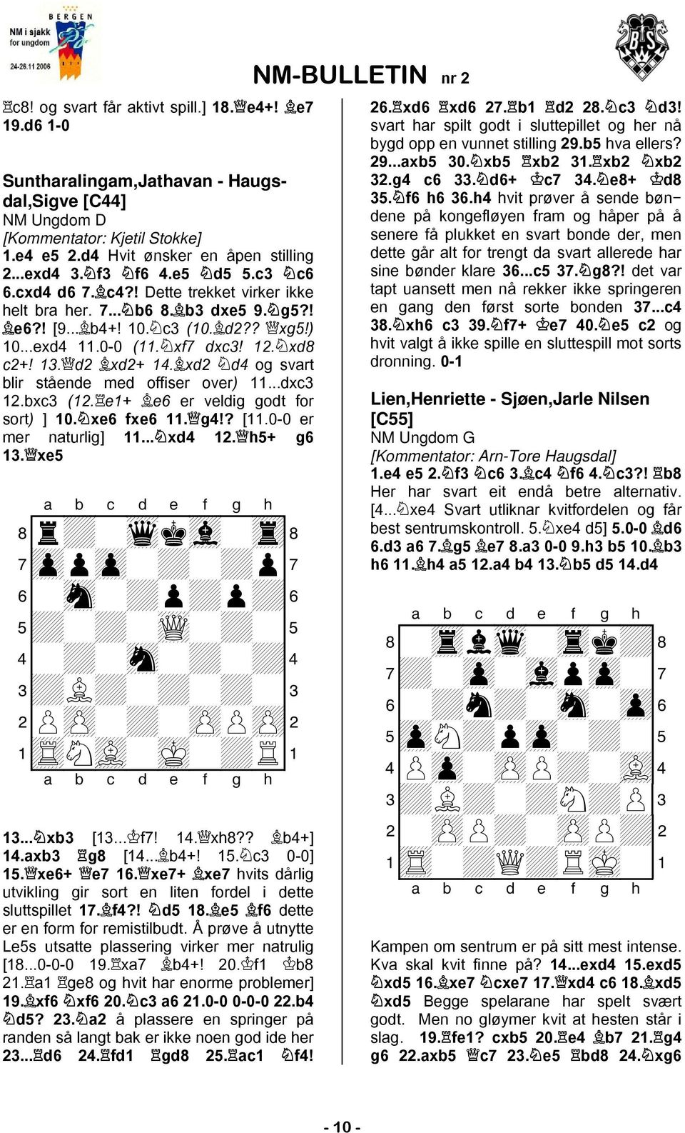 d2 xd2+ 14. xd2 d4 og svart blir stående med offiser over) 11...dxc3 12.bxc3 (12. e1+ e6 er veldig godt for sort) ] 10. xe6 fxe6 11. g4!? [11.0-0 er mer naturlig] 11... xd4 12. h5+ g6 13.