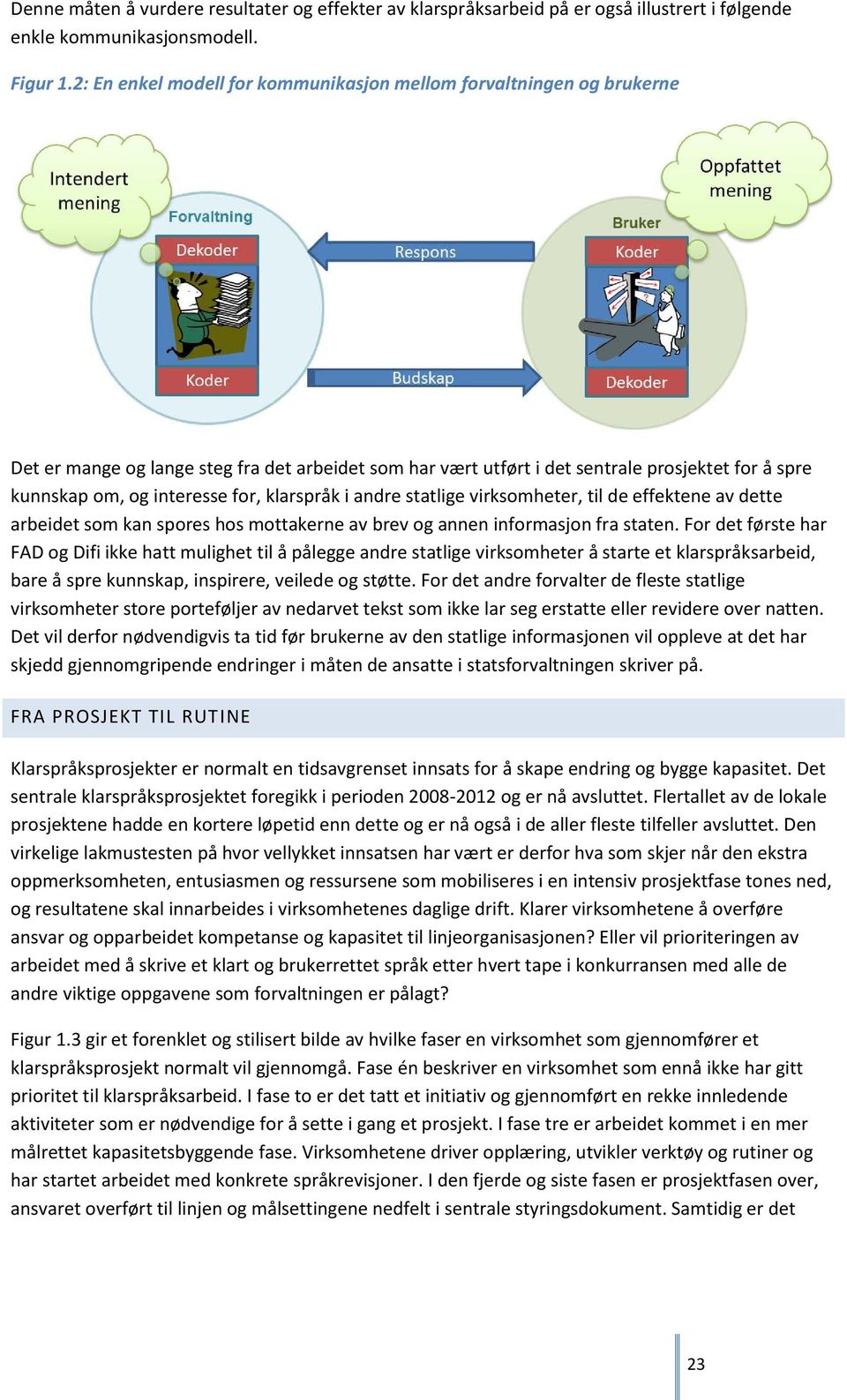 for, klarspråk i andre statlige virksomheter, til de effektene av dette arbeidet som kan spores hos mottakerne av brev og annen informasjon fra staten.