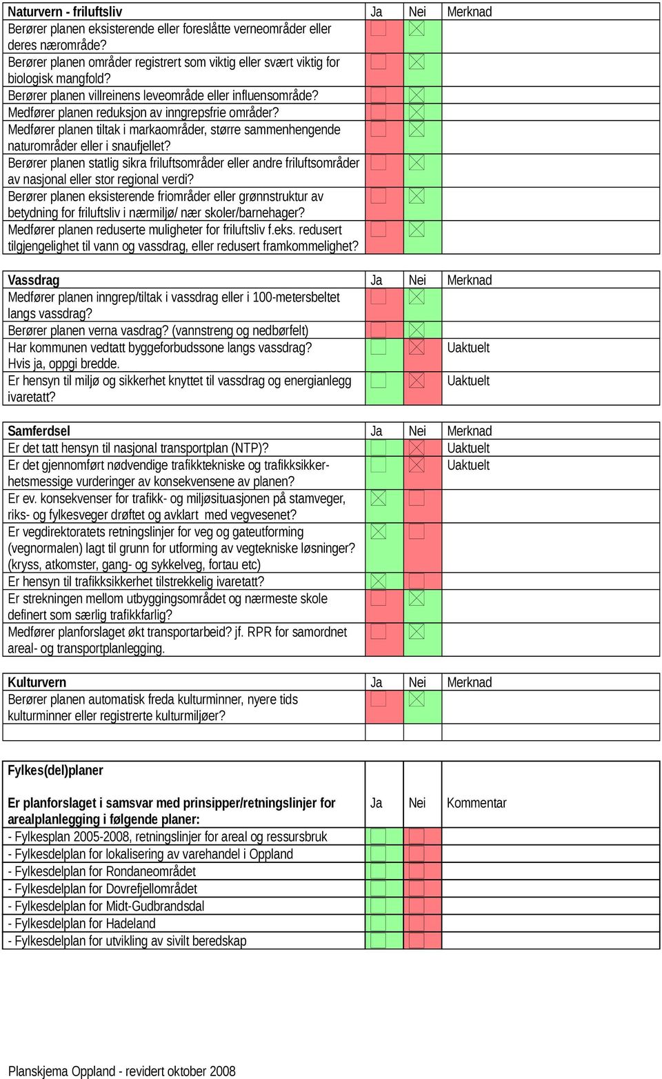 Medfører planen tiltak i markaområder, større sammenhengende naturområder eller i snaufjellet?