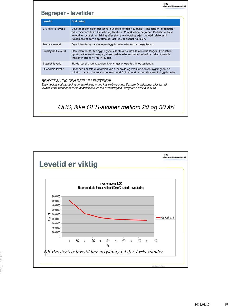 Levetid relateres til funksjonalitet som opprettholder gitt krav til ønsket funksjon. Den tiden det tar å slite ut en bygningsdel eller teknisk installasjon.