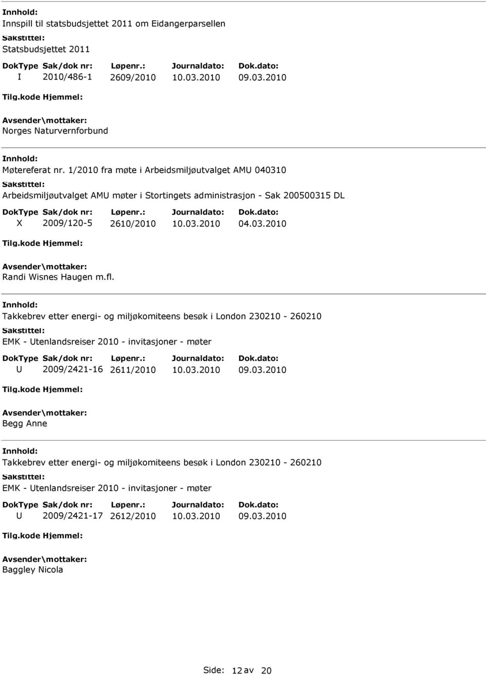 fl. Takkebrev etter energi- og miljøkomiteens besøk i London 230210-260210 EMK - tenlandsreiser 2010 - invitasjoner - møter 2009/2421-16 2611/2010 Begg Anne