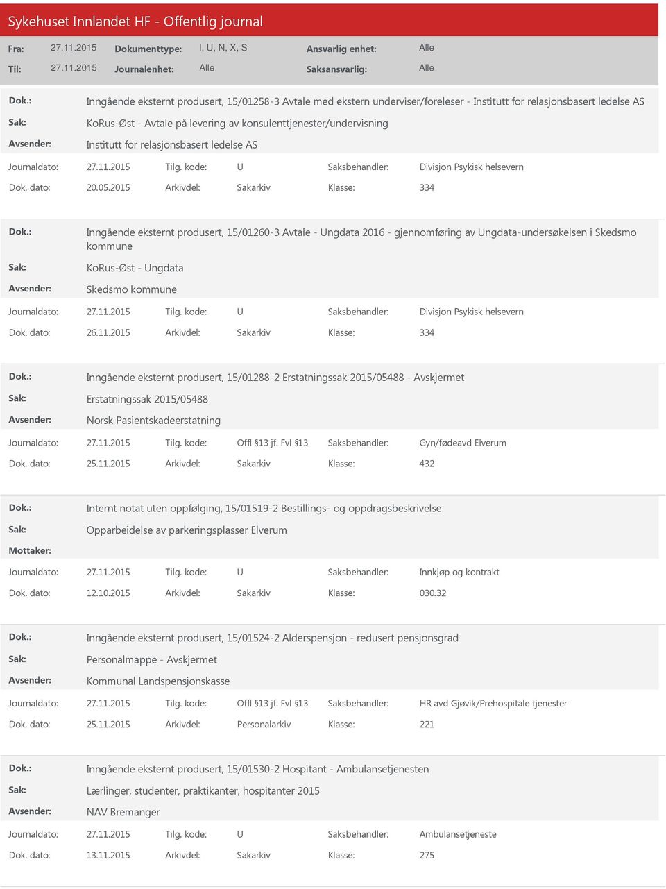 2015 Arkivdel: Sakarkiv 334 Inngående eksternt produsert, 15/01260-3 Avtale - ngdata 2016 - gjennomføring av ngdata-undersøkelsen i Skedsmo kommune KoRus-Øst - ngdata Skedsmo kommune Divisjon Psykisk