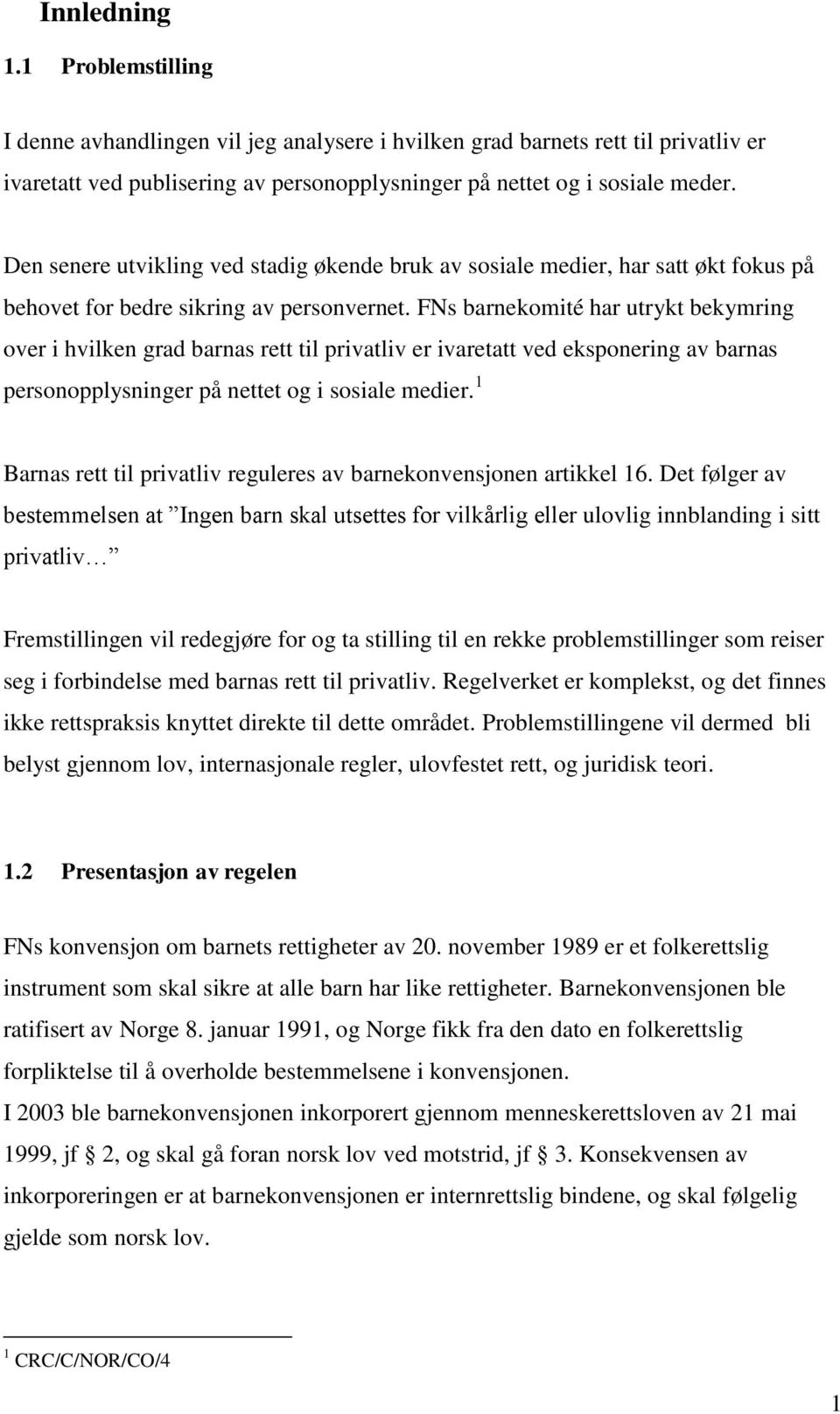 FNs barnekomité har utrykt bekymring over i hvilken grad barnas rett til privatliv er ivaretatt ved eksponering av barnas personopplysninger på nettet og i sosiale medier.