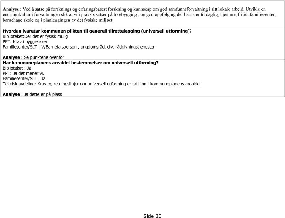 det fysiske miljøet. Hvordan ivaretar kommunen plikten til generell tilrettelegging (universell utforming)?