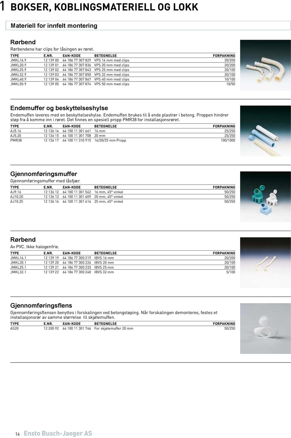 9 12 139 04 64 186 77 307 867 VPS 40 mm med clips 10/100 JMKL50.9 12 139 05 64 186 77 307 874 VPS 50 mm med clips 10/50 Endemuffer og beskyttelseshylse Endemuffen leveres med en beskyttelseshylse.