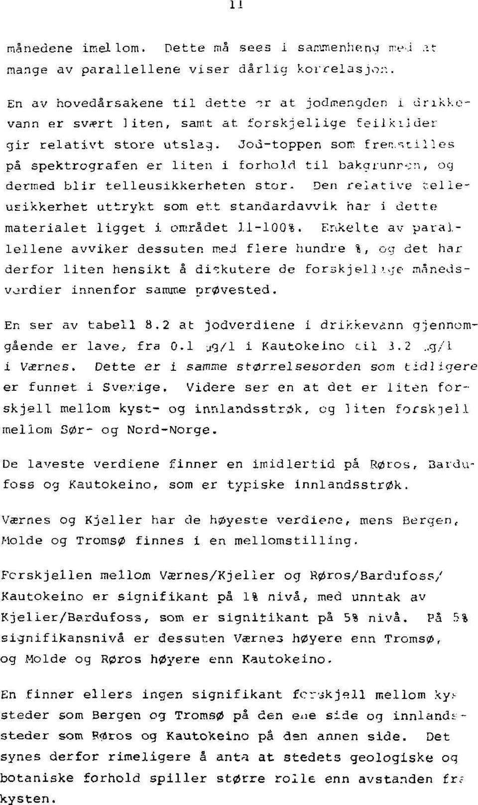 stil 1 es på spektrograf en er liten i forhold til bakgrunnen, og dermed blir telleusikkerheten stor. Den relative r.