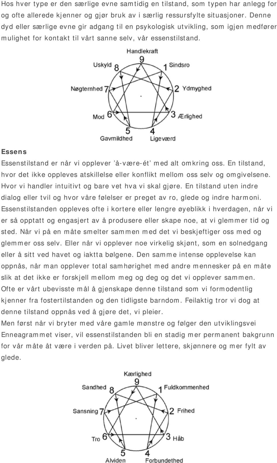 Essens Essenstilstand er når vi opplever å-være-ét med alt omkring oss. En tilstand, hvor det ikke oppleves atskillelse eller konflikt mellom oss selv og omgivelsene.