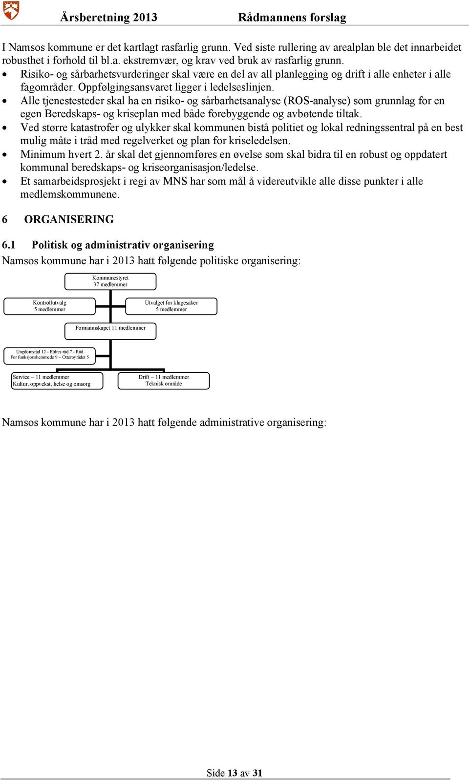 Alle tjenestesteder skal ha en risiko- og sårbarhetsanalyse (ROS-analyse) som grunnlag for en egen Beredskaps- og kriseplan med både forebyggende og avbøtende tiltak.