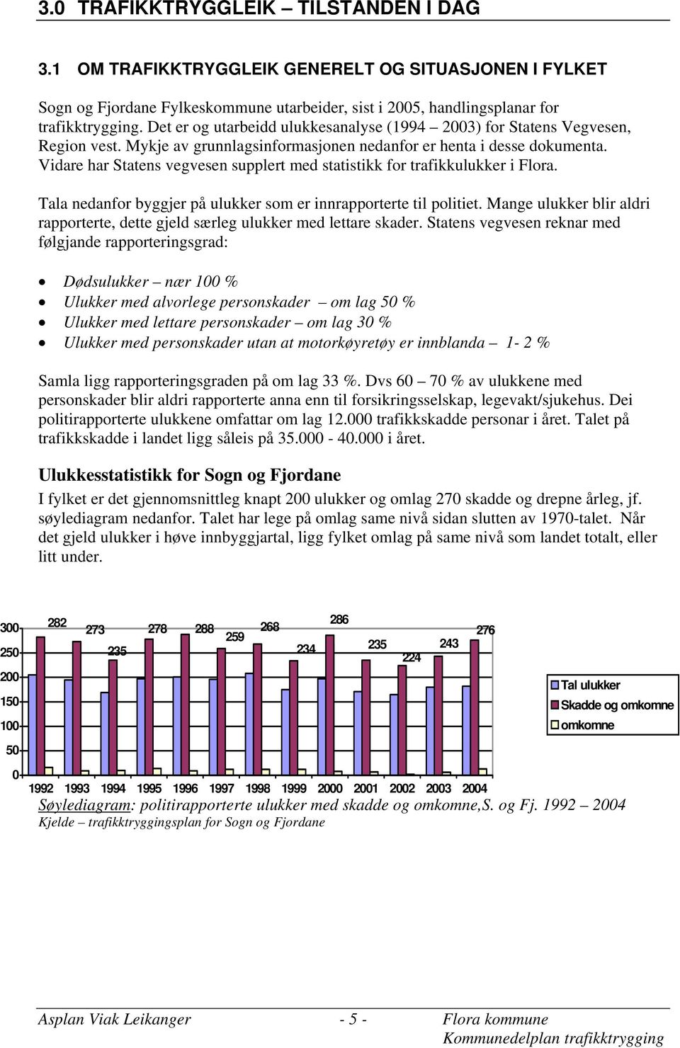 Vidare har Statens vegvesen supplert med statistikk for trafikkulukker i Flora. Tala nedanfor byggjer på ulukker som er innrapporterte til politiet.