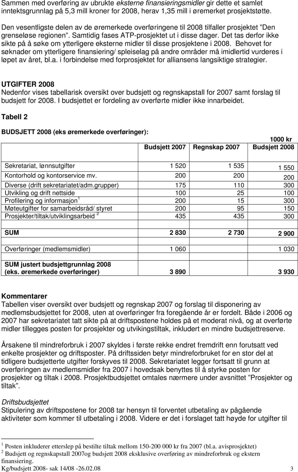 Det tas derfor ikke sikte på å søke om ytterligere eksterne midler til disse prosjektene i 2008.